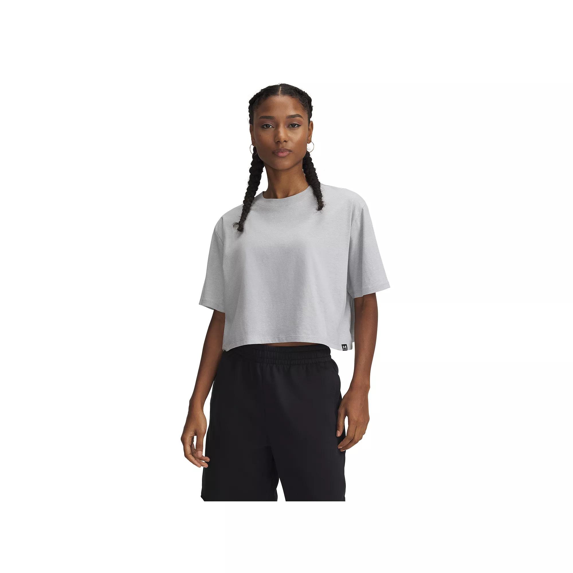 Women's Under Armour Rival Short Sleeve Cropped Tee,  Product Image
