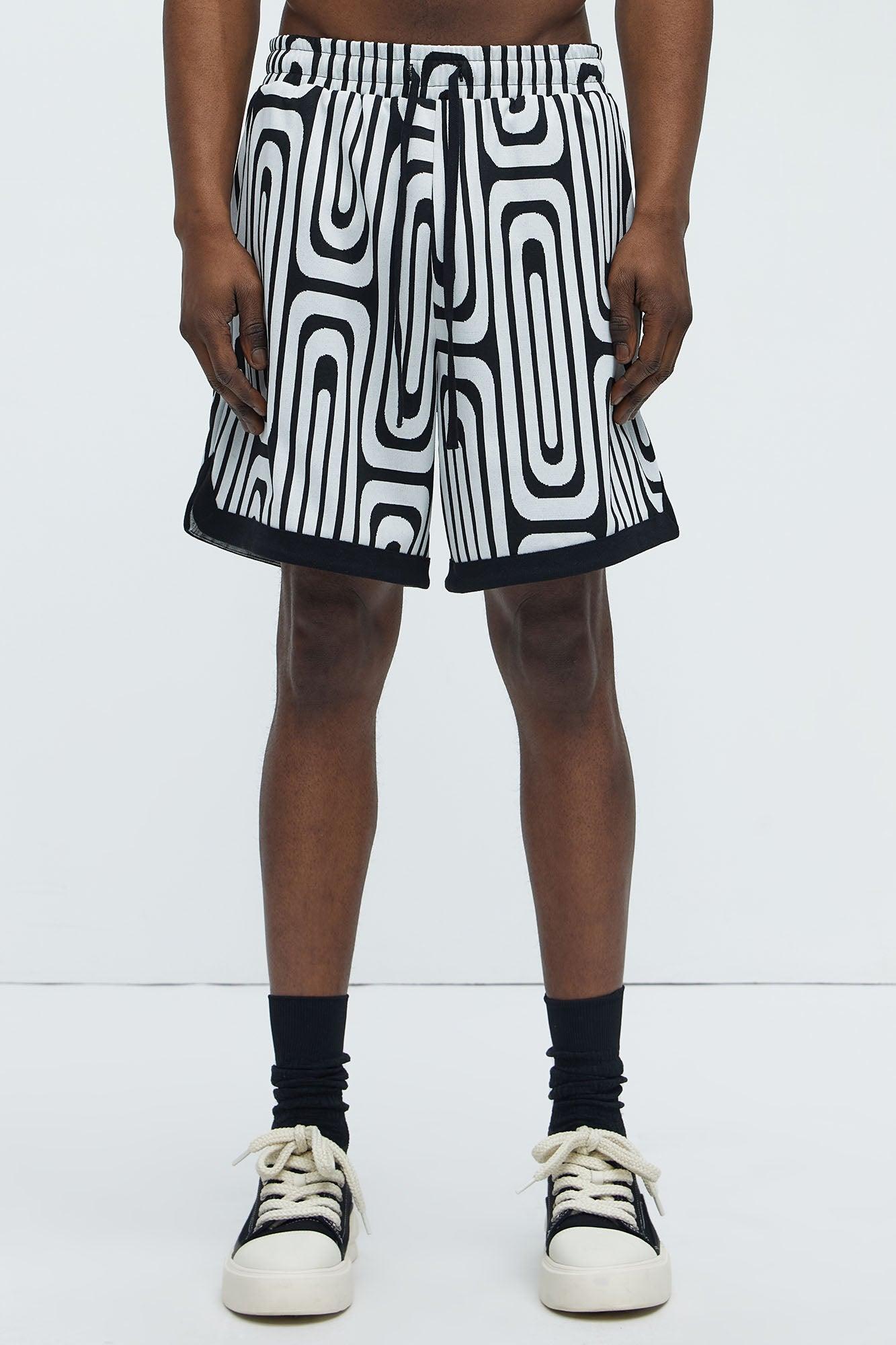 Jack Retro Pattern Warm Up Shorts - Black/combo Product Image