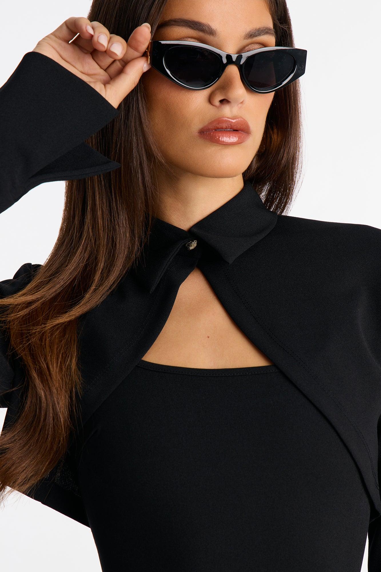 Amara Sleeveless Crepe Knit Midi Dress Set - Black Female Product Image