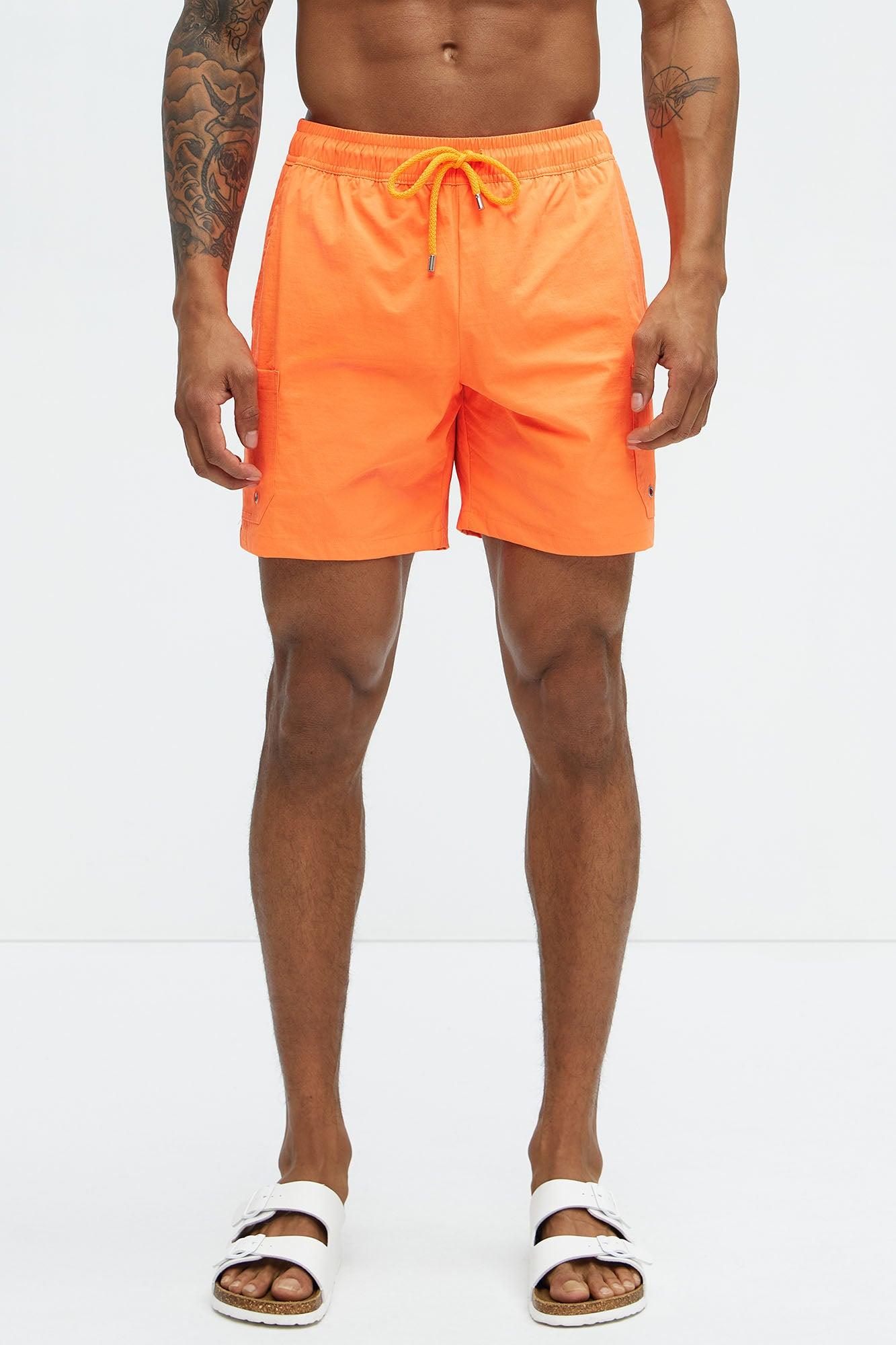 Keeping It Solid Velcro Swim Classic Trunk - Orange Product Image