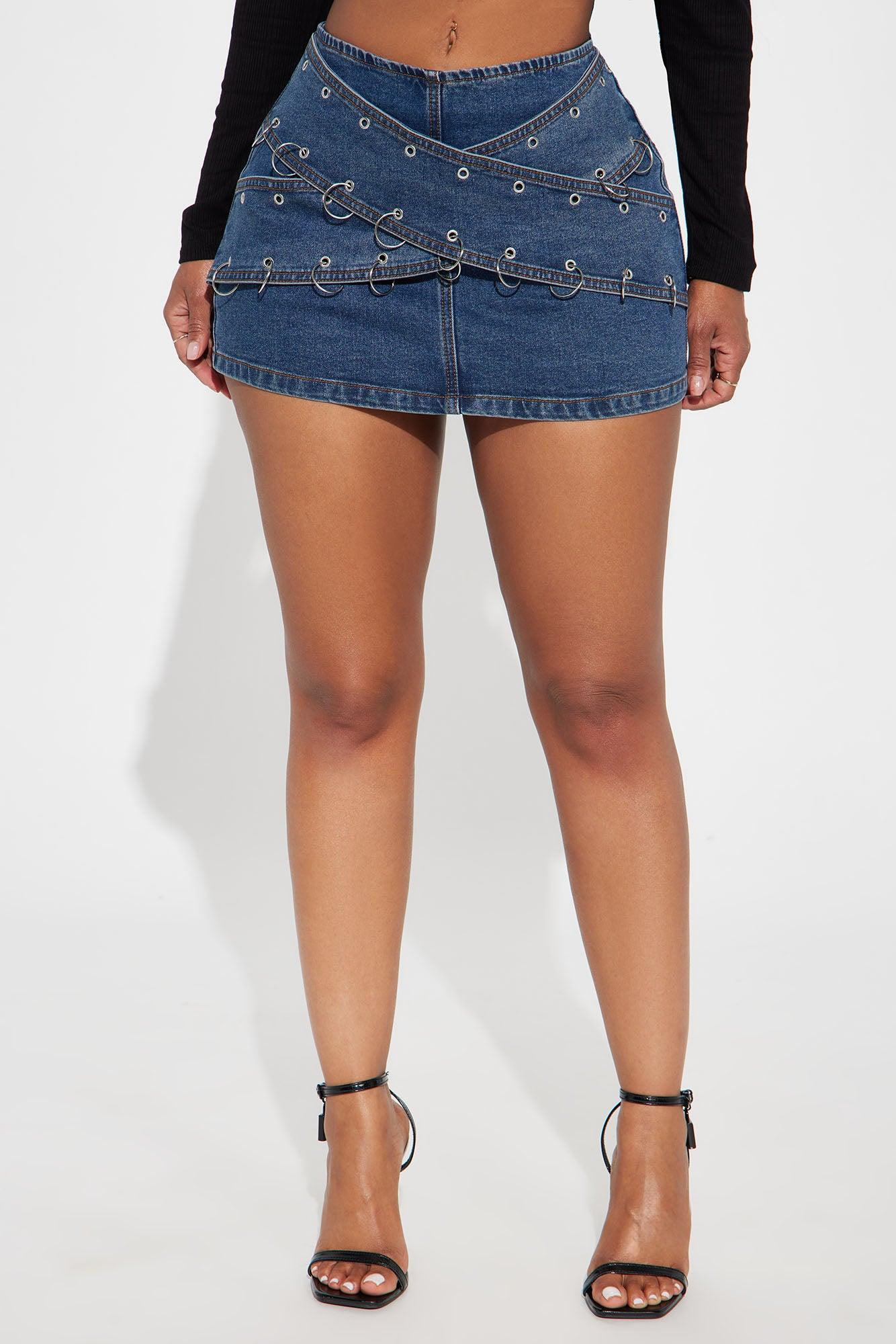 Actions Talk Denim Mini Skirt - Dark Wash Product Image