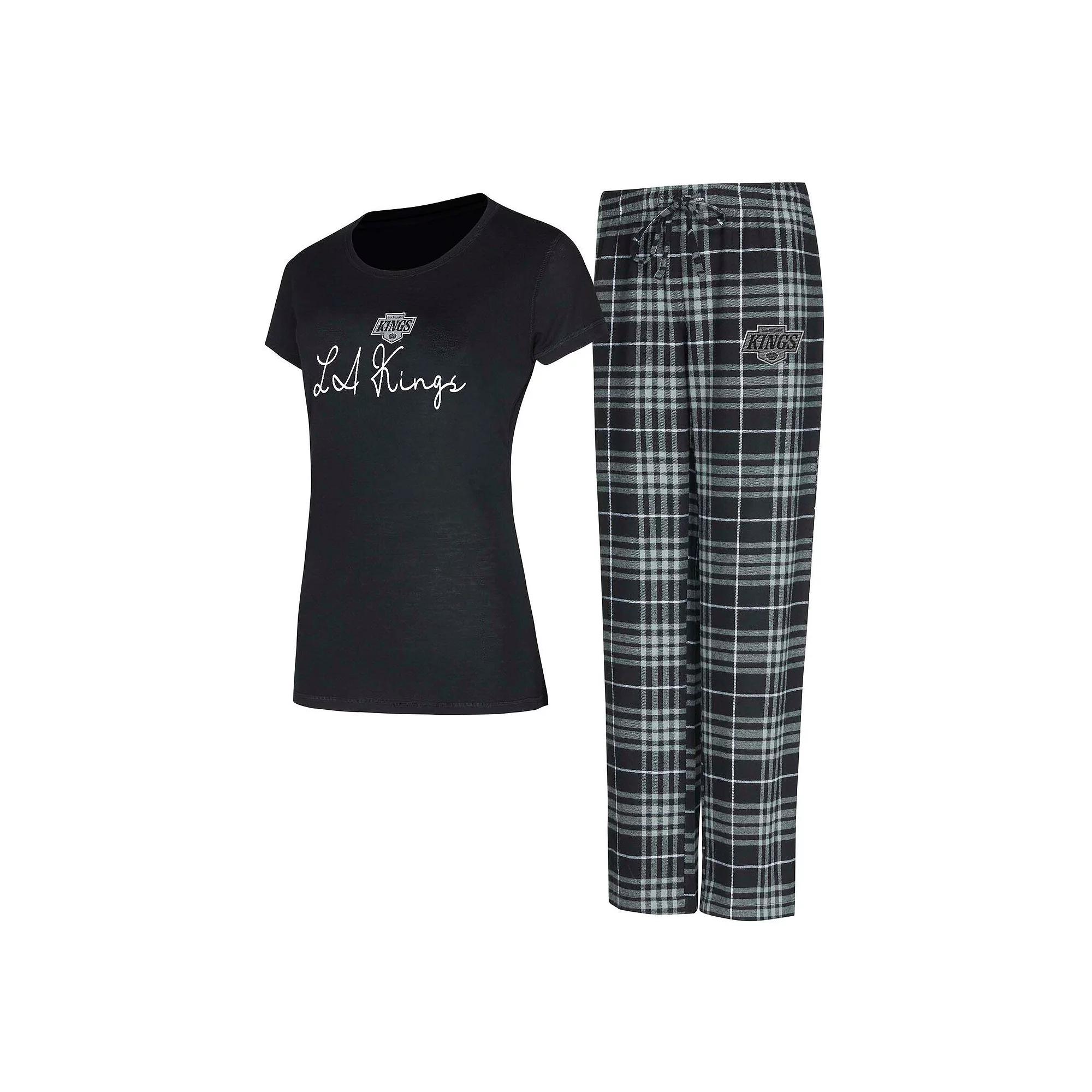 Womens Concepts Sport Black/Silver Los Angeles Kings Vector T-Shirt & Pants Sleep Set Product Image