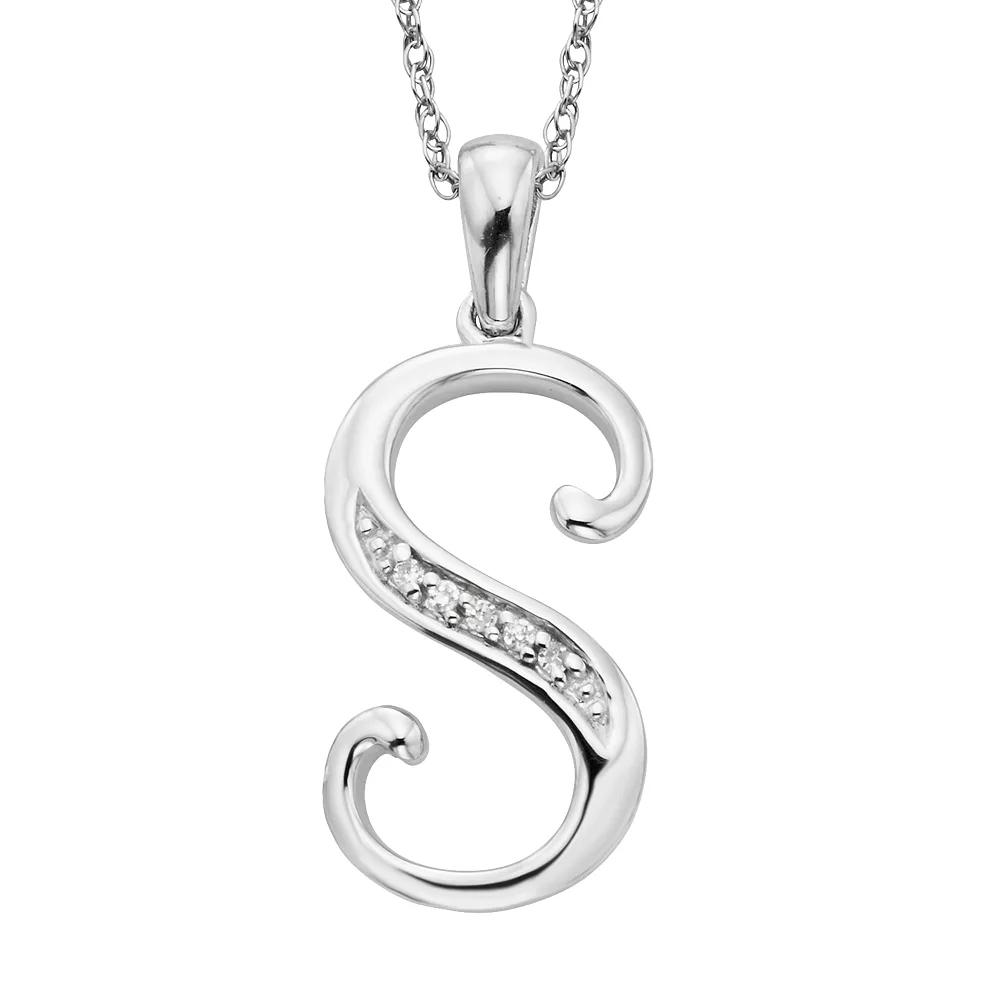 Sterling Silver Diamond Accent Initial Pendant, Women's,  Product Image