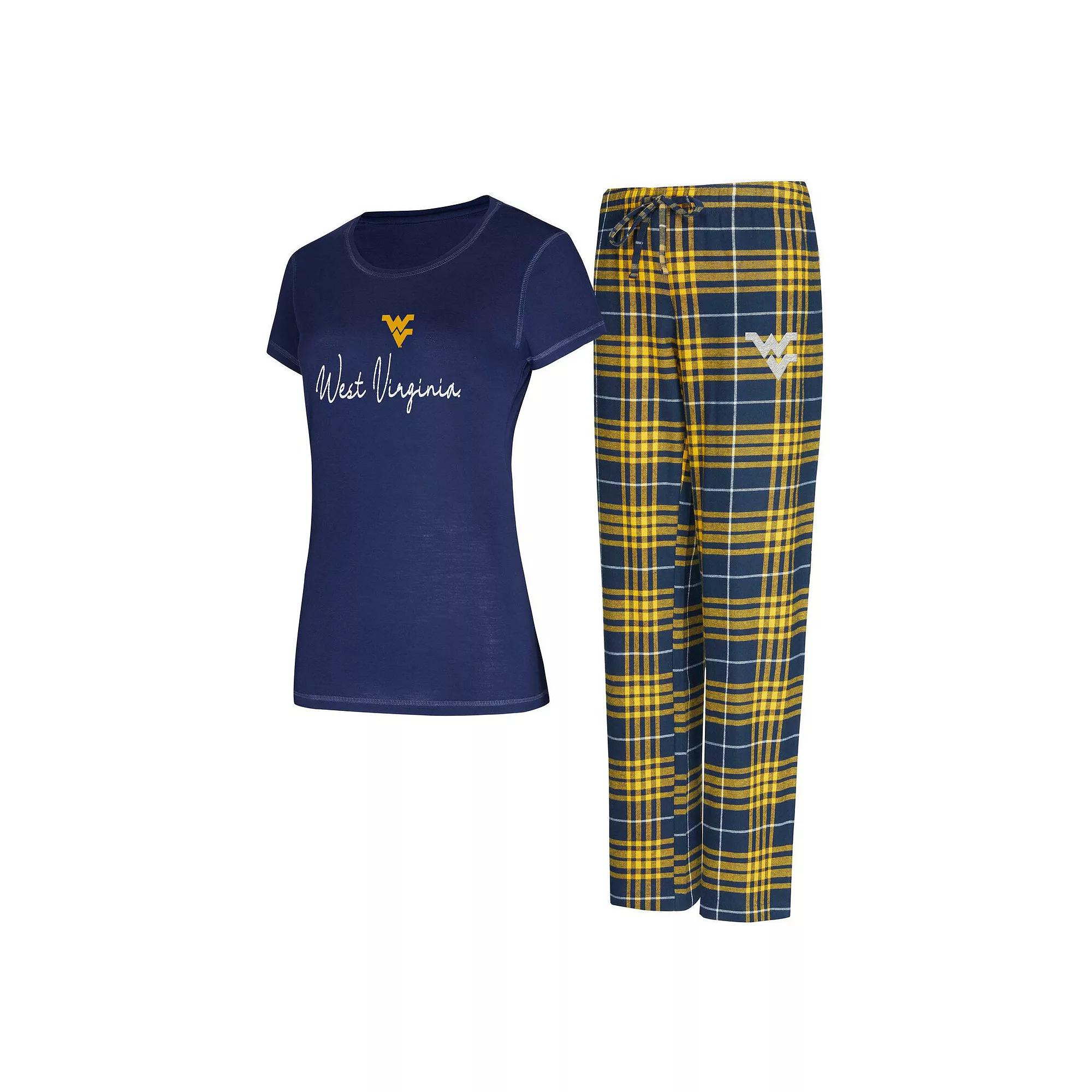Women's Concepts Sport  Navy West Virginia Mountaineers Vector T-Shirt & Flannel Pants Sleep Set, Size: XL, Blue Product Image