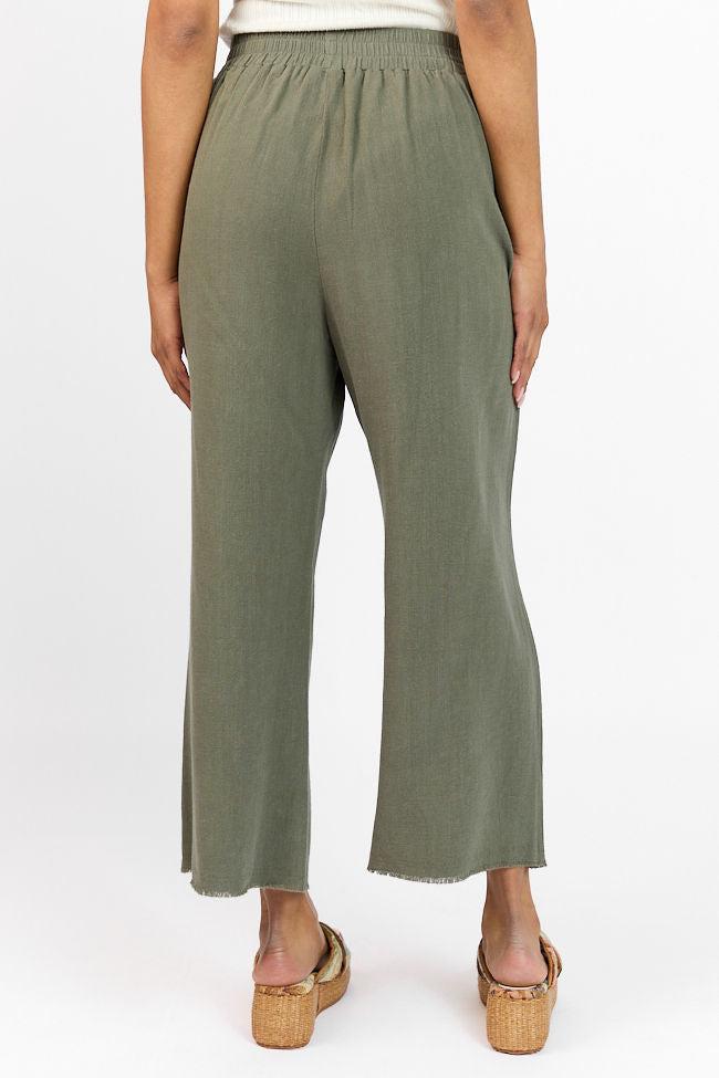 Look Your Best Olive Frayed Detail Ankle Length Pants FINAL SALE Product Image