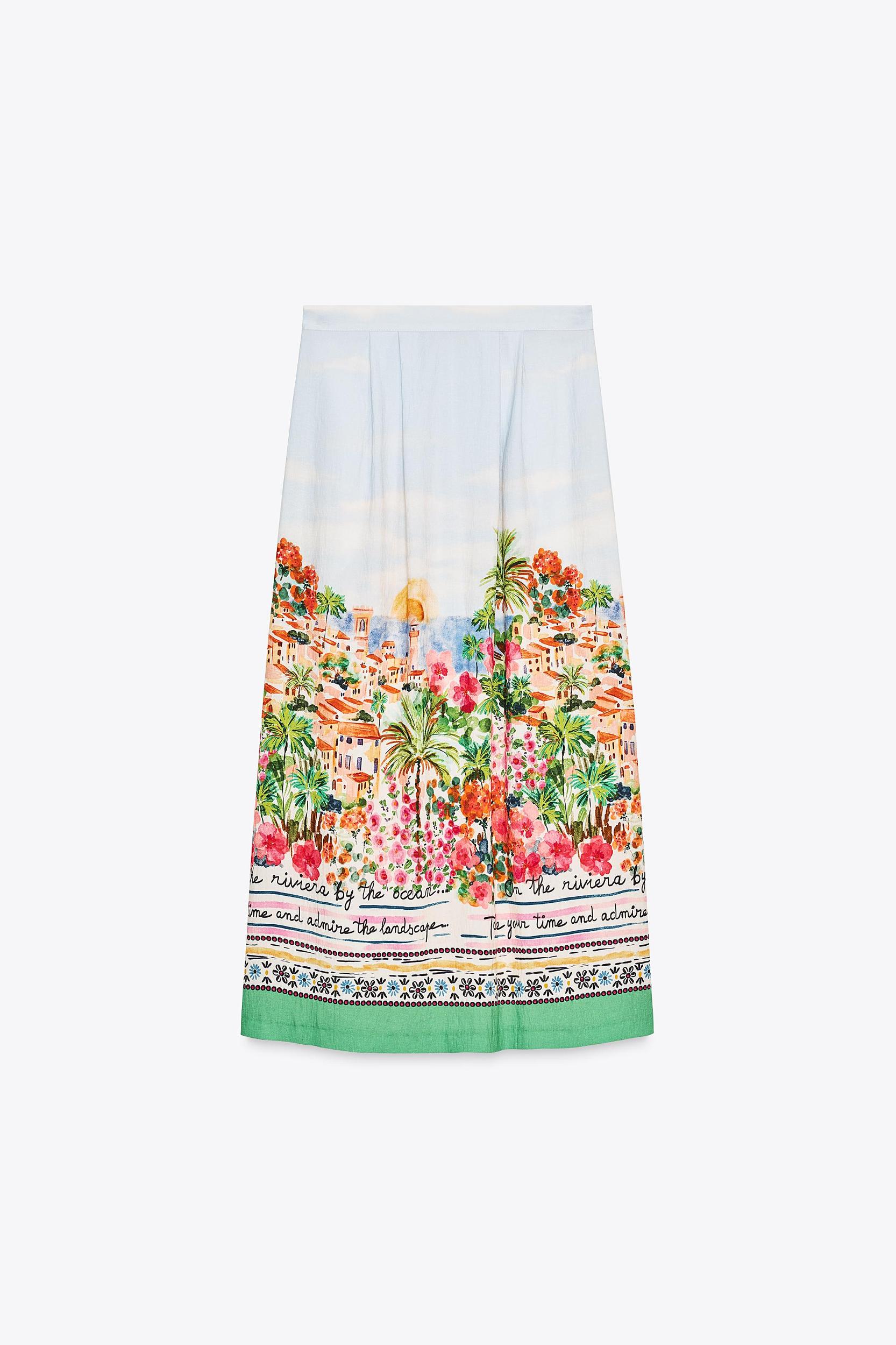 PRINTED LAYERED MIDI SKIRT Product Image