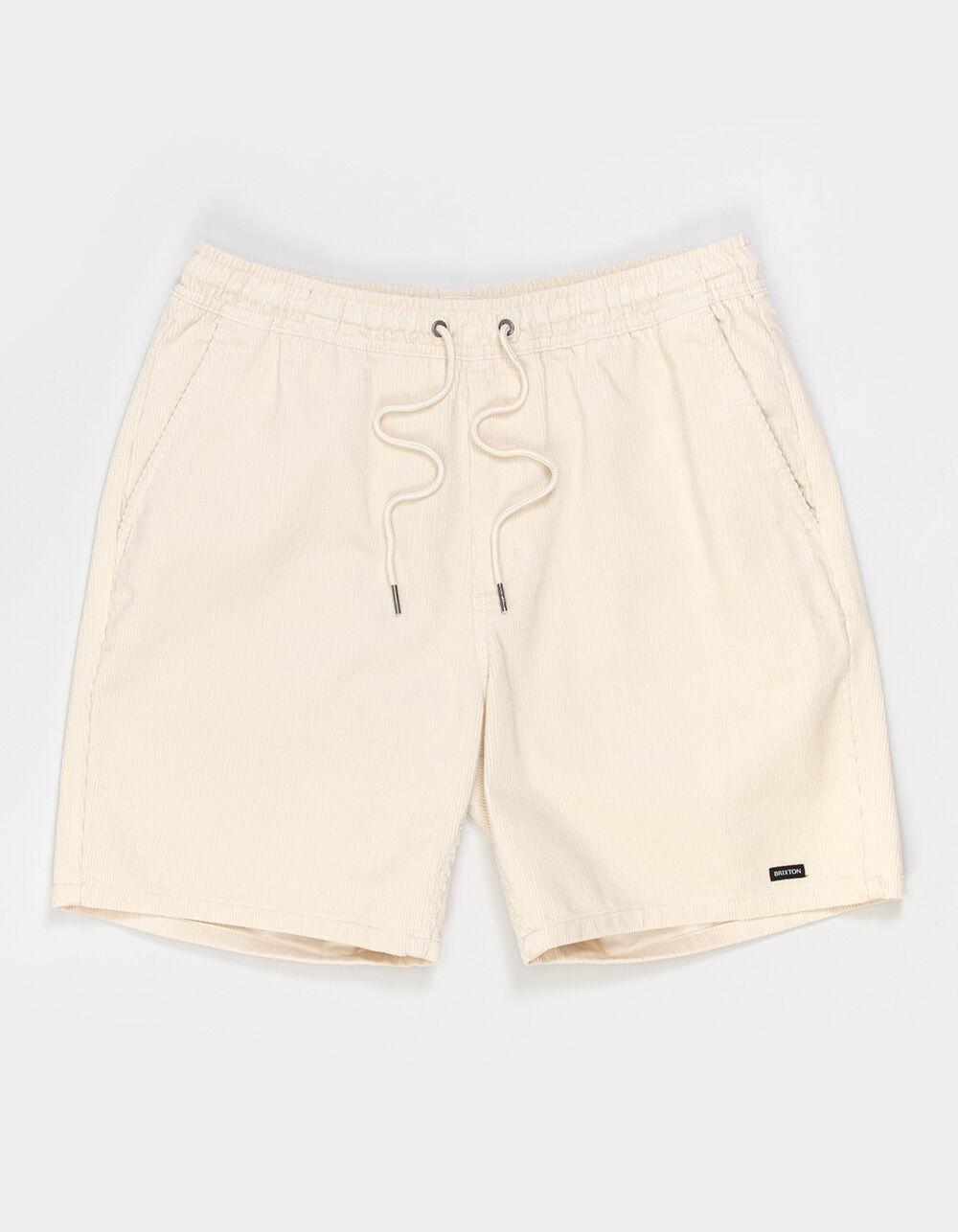 BRIXTON Leon Mens Elastic Waist Corduroy Shorts - CREAM Product Image