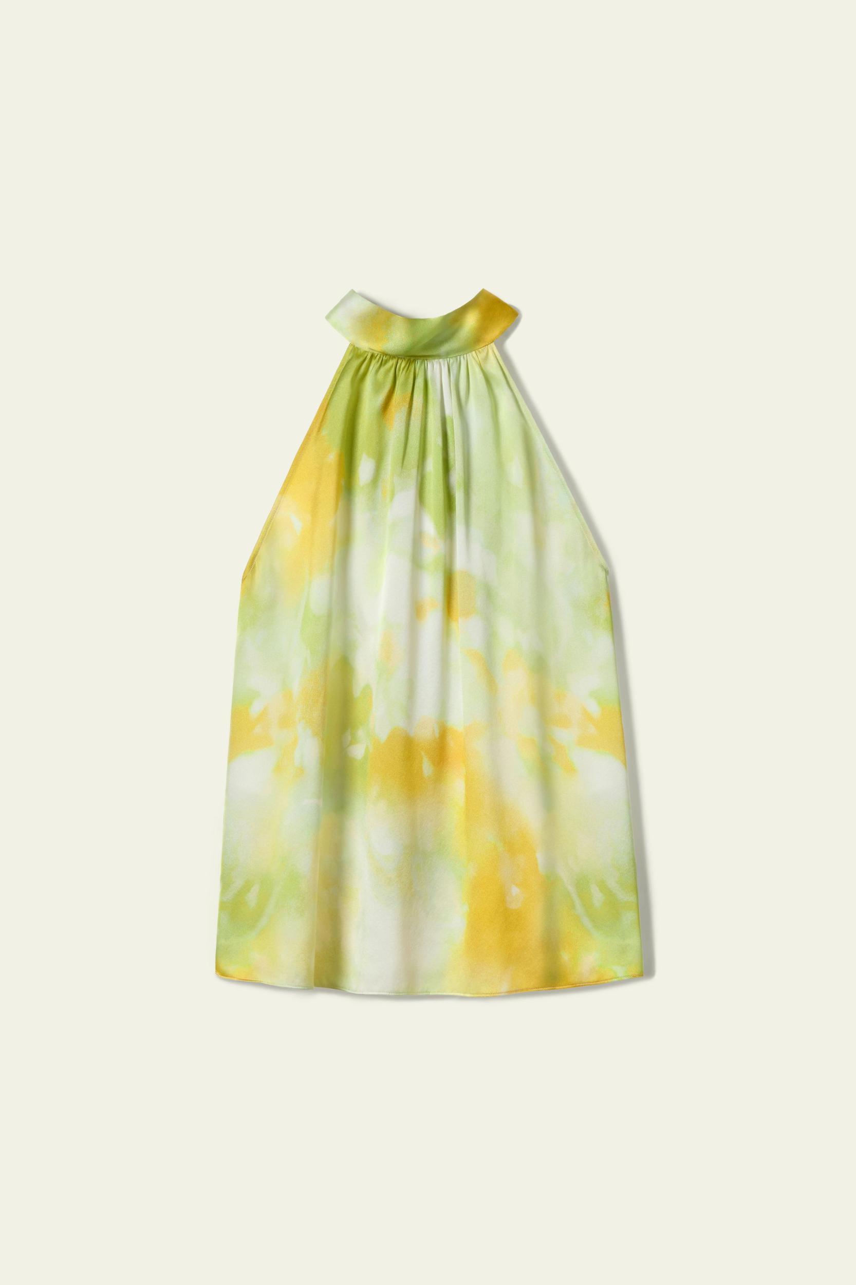 Print Silk Halter Neck Top Product Image