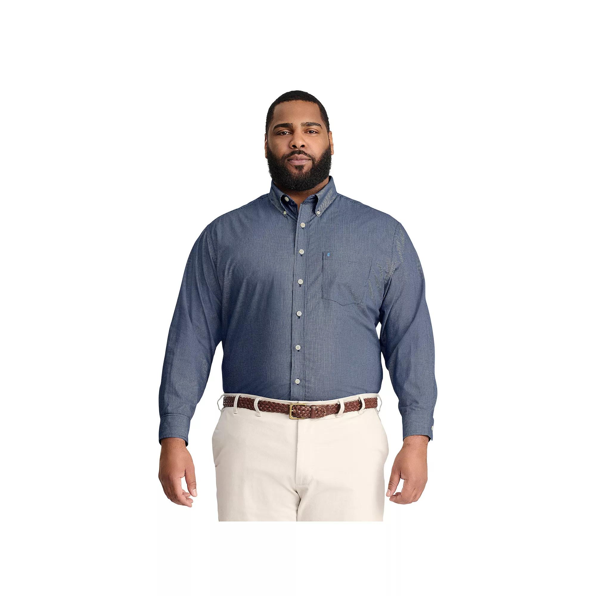 Big & Tall IZOD Performance Long Sleeve Plaid Button Down Shirt, Men's,  Product Image