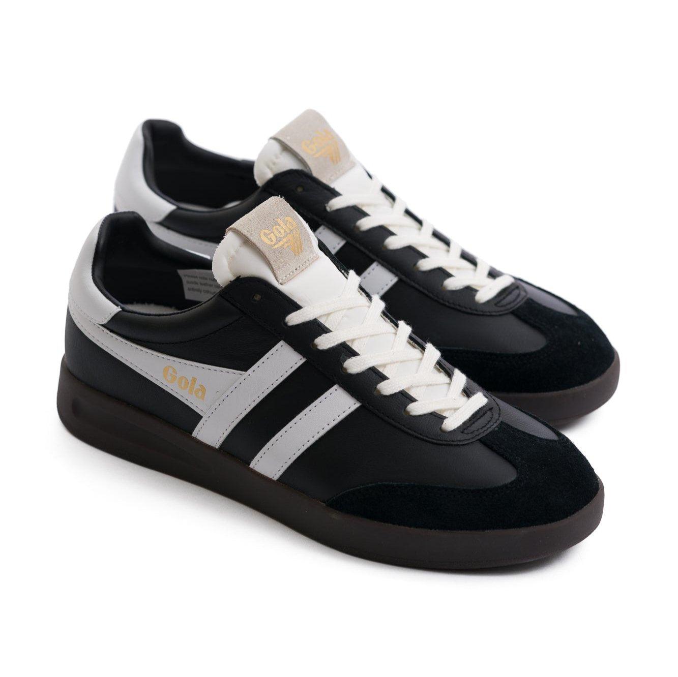 Gola Cyclone Men's Shoes - Leather Black/White/Dark Gum Product Image