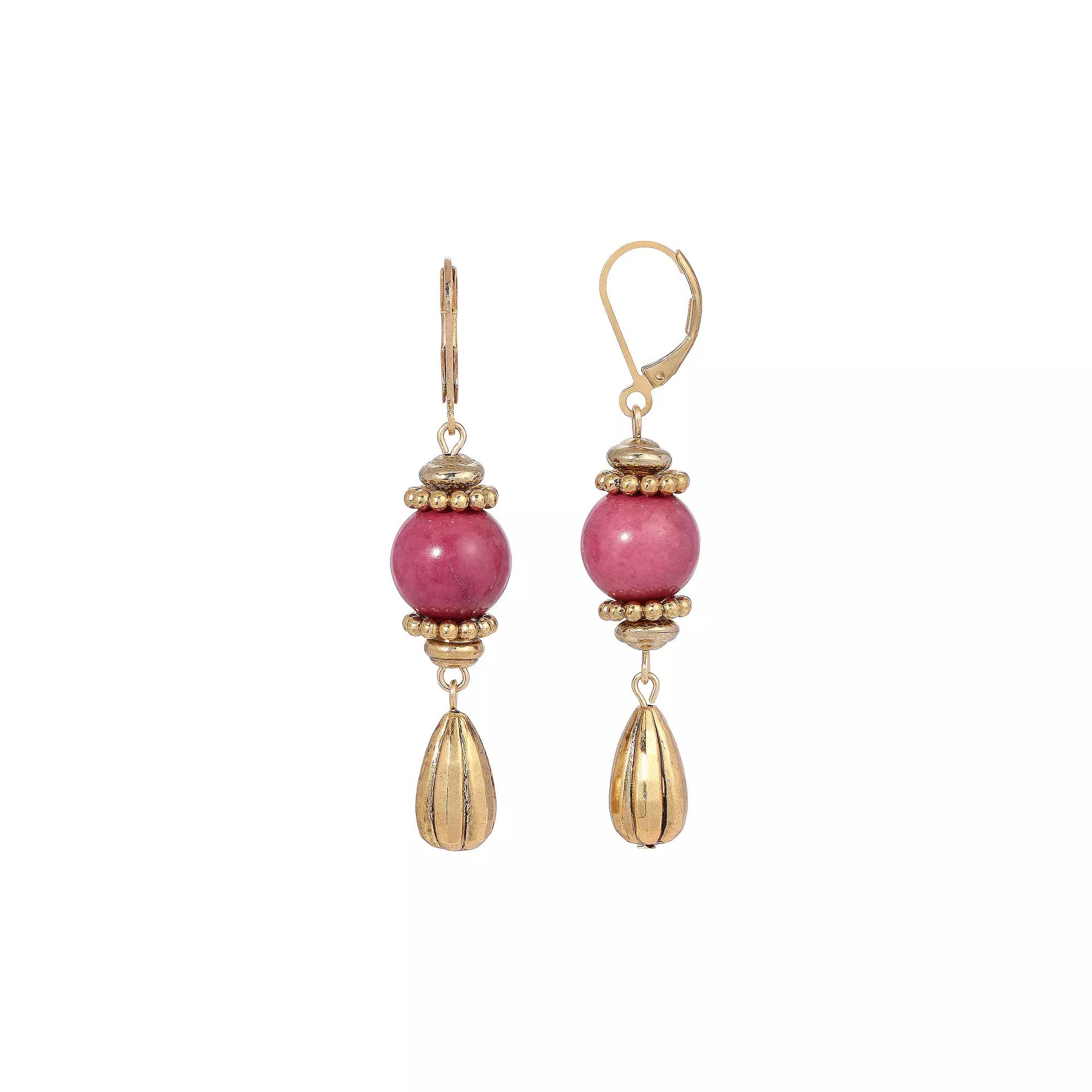 1928 Gold-Tone Semi-Precious Drop Earrings, Women's, Yellow Product Image