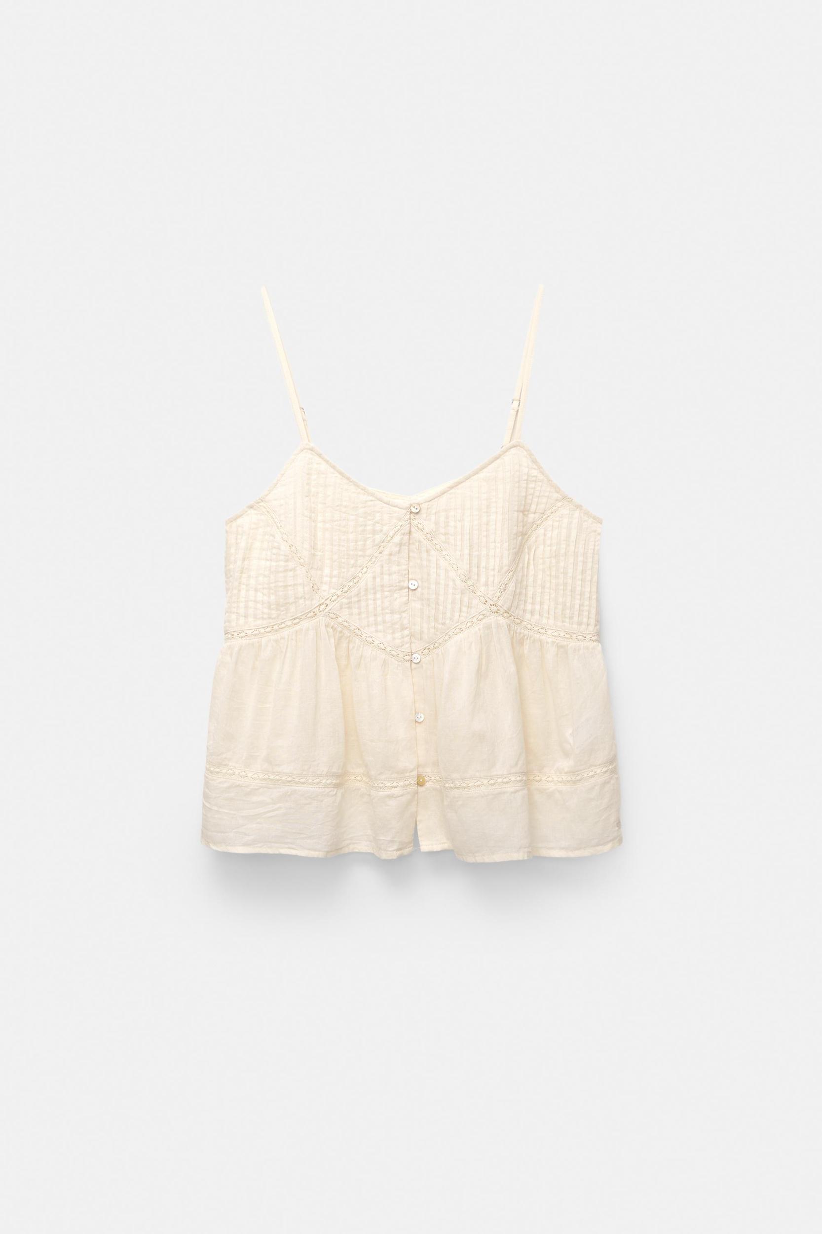 Strappy top with lace trim detail Product Image