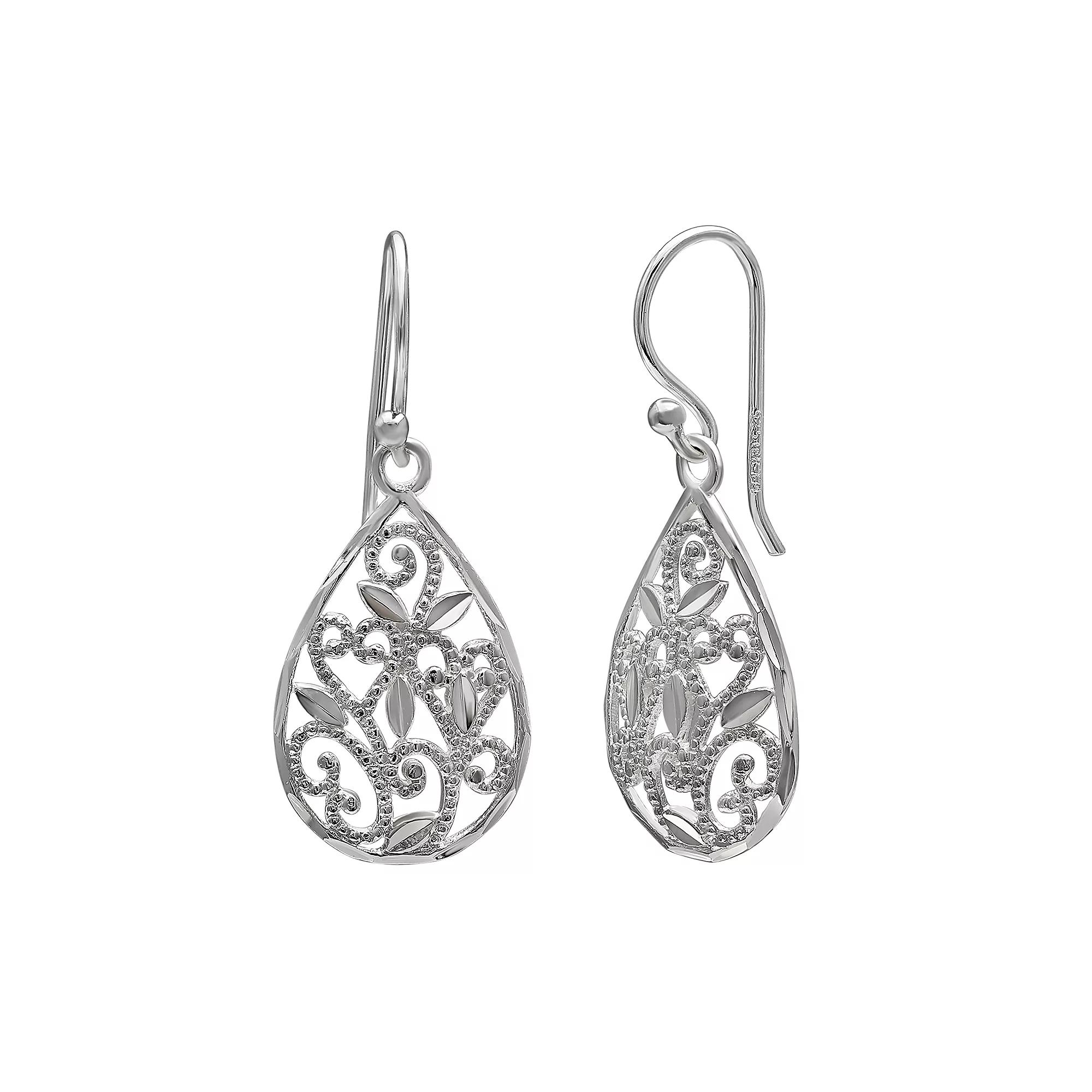PRIMROSE Sterling Silver Filigree Drop Earrings, Women's Product Image
