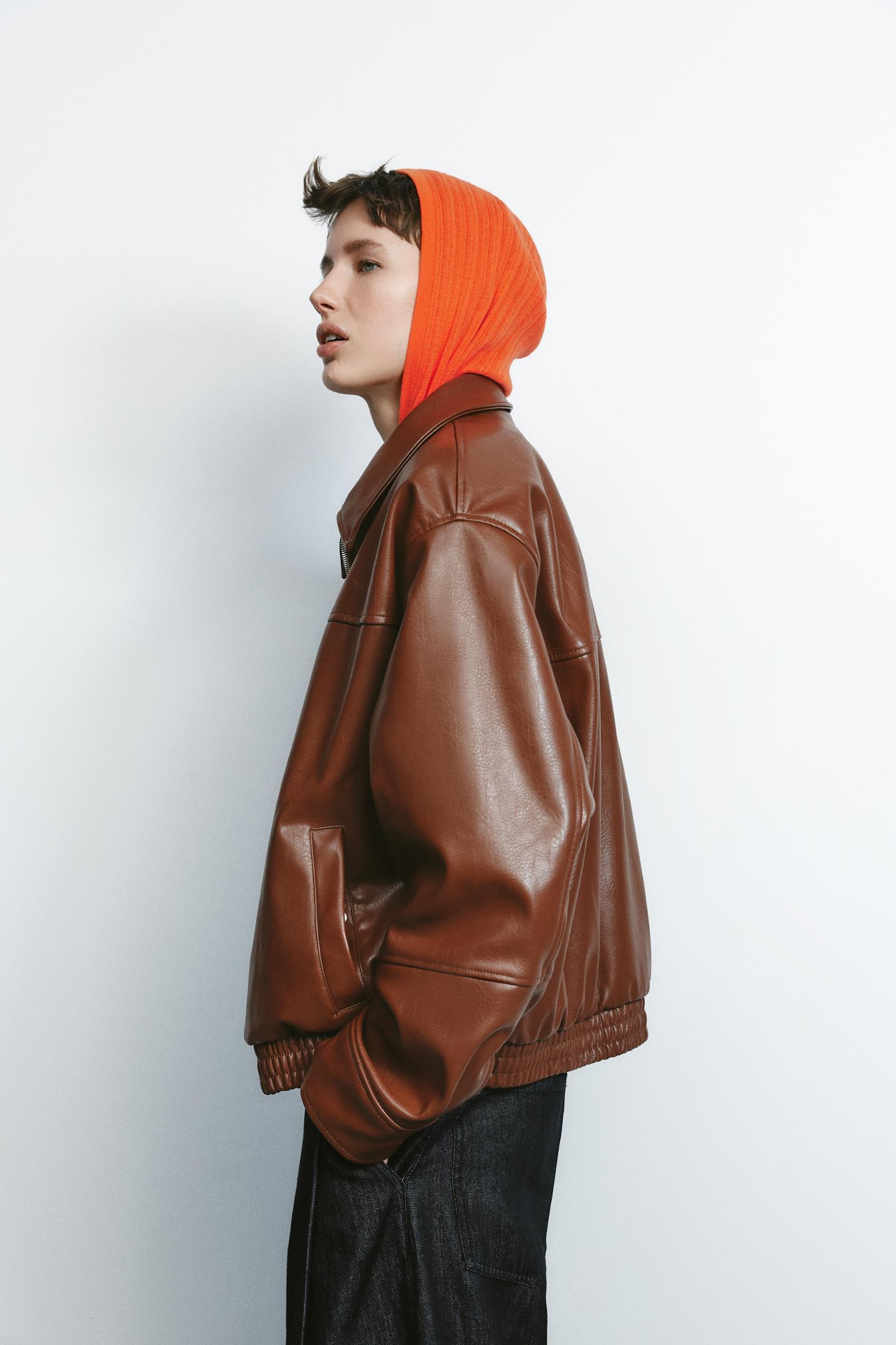 FAUX LEATHER BOMBER JACKET Product Image