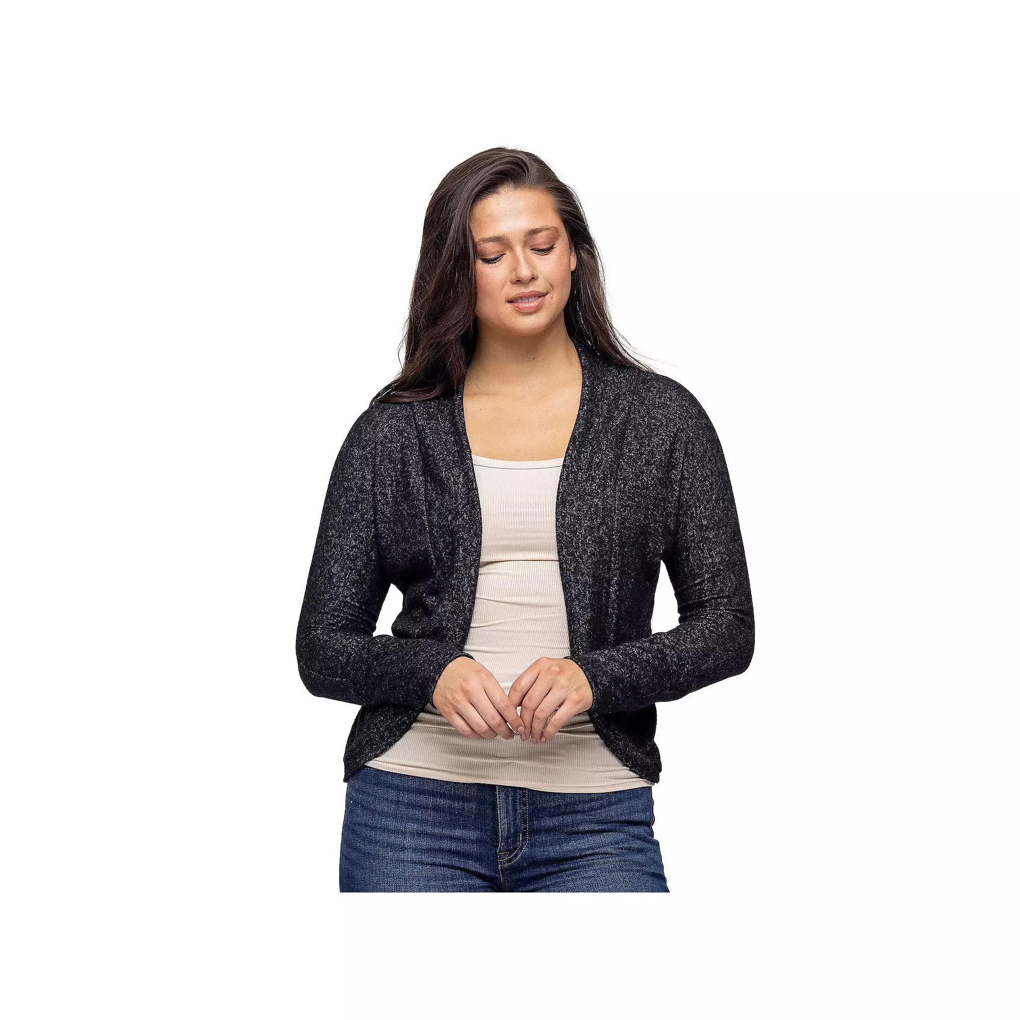 Women's 24Seven Comfort Apparel Curved Hem Open Front Bolero Shrug,  Product Image