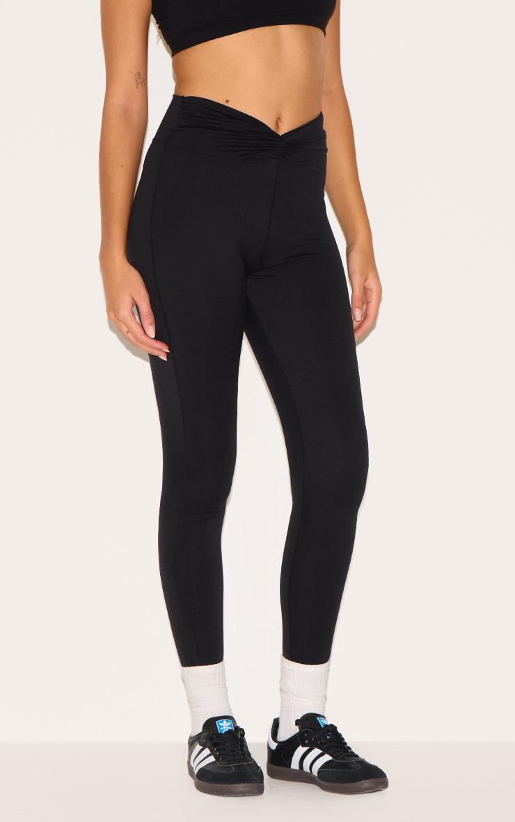Black Sculpt Twist Front Gym Legging Product Image