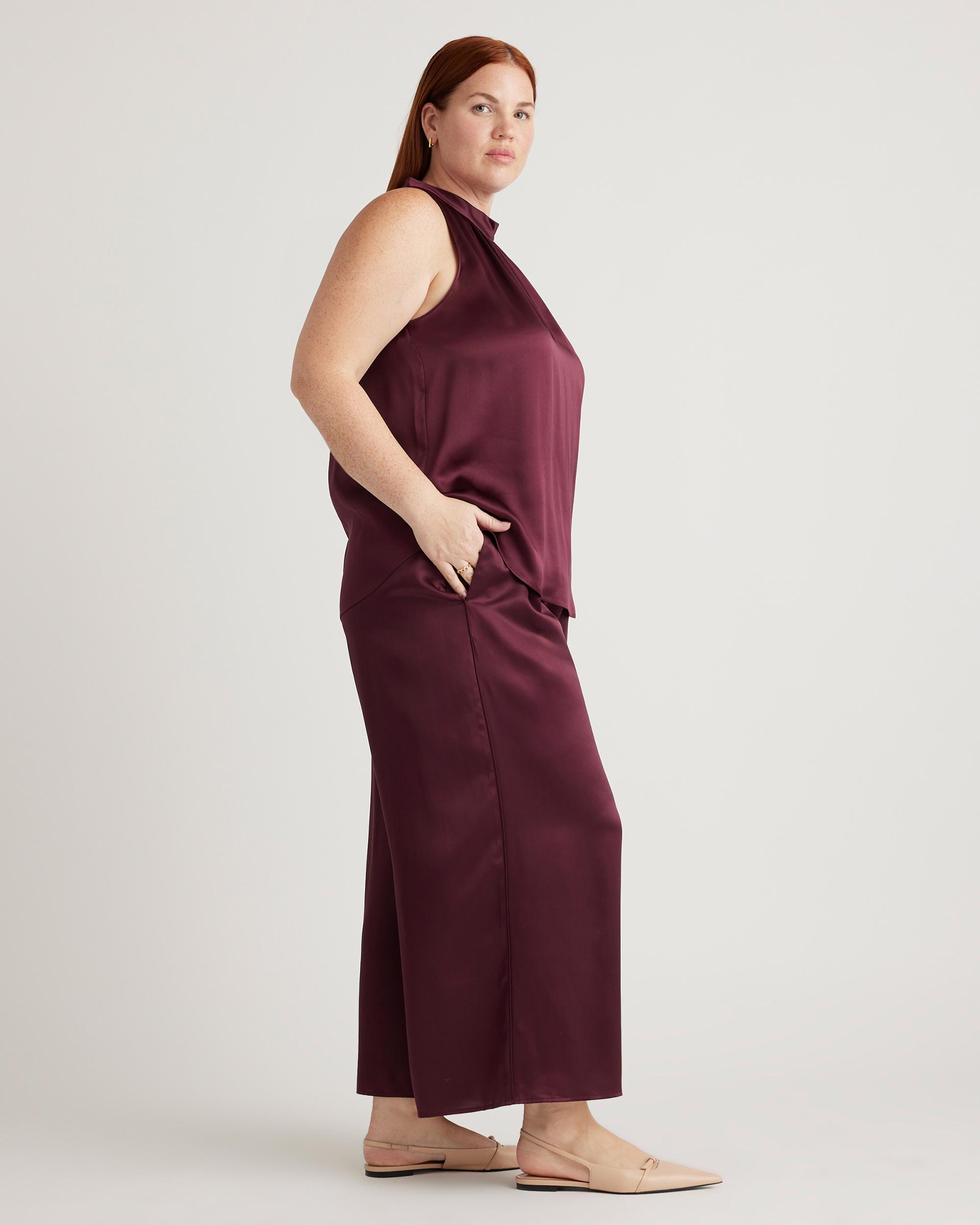 Quince | Women's Cropped Wide Leg Pants Mulberry Silk Product Image