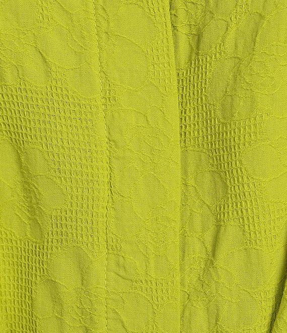 Bryn Walker Augustina Floral Cotton Jacquard Banded Collar Elbow Sleeve Button Front Maxi Dress Product Image