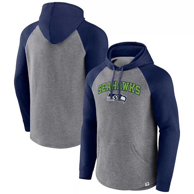 Mens Fanatics Branded Heathered Gray/Navy New England Patriots By Design Raglan Pullover Hoodie Product Image