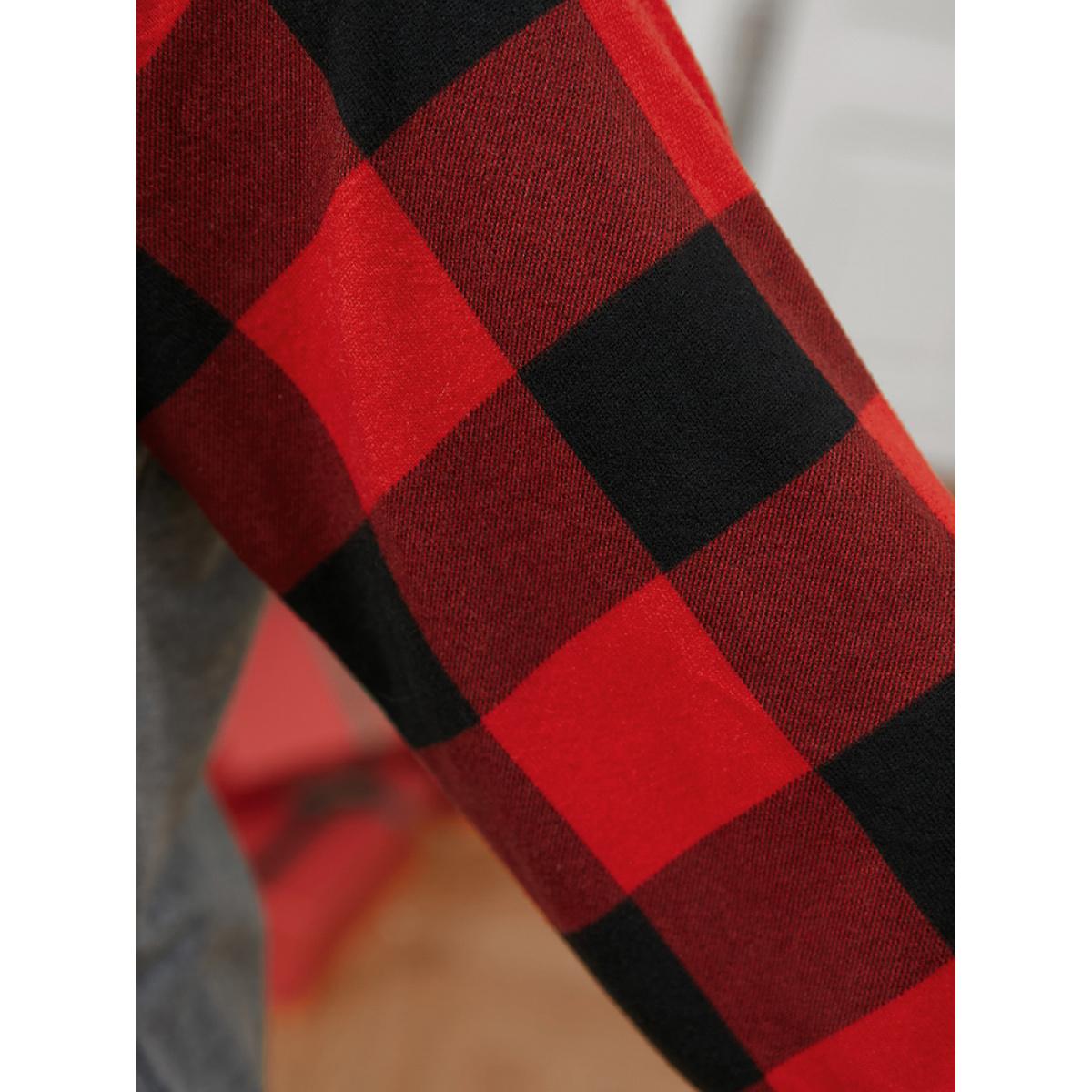 Plus Size Letter Print Round Neck Plaid Long Tee Gray Women Elegant Printed Graphic-Christmas Dailywear T-shirts BloomChic 22-24/3X Product Image