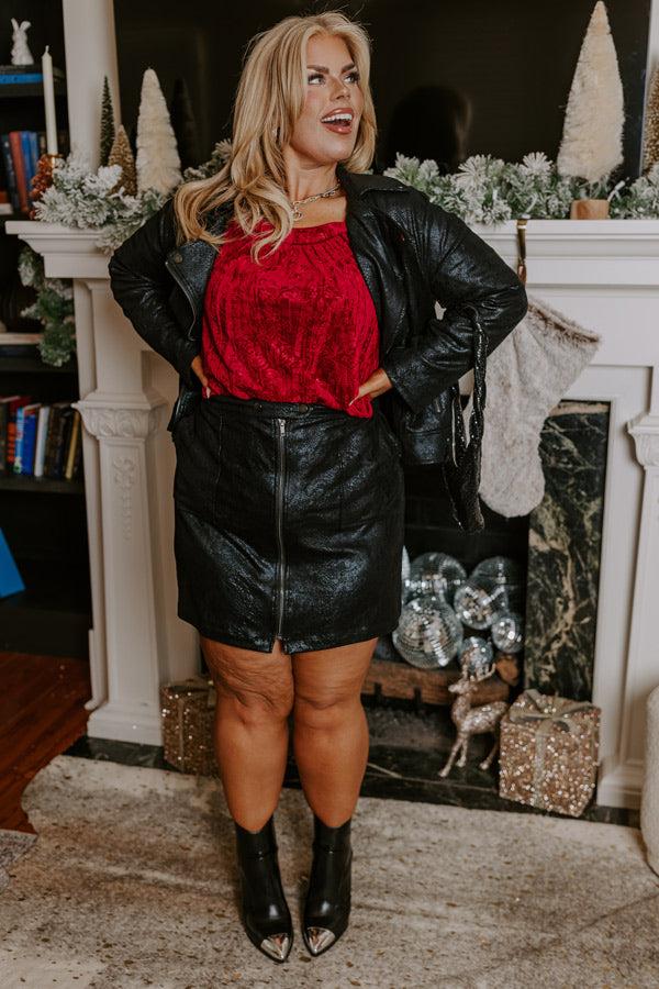 Glamour Galore Velvet Top In Wine Curves Product Image