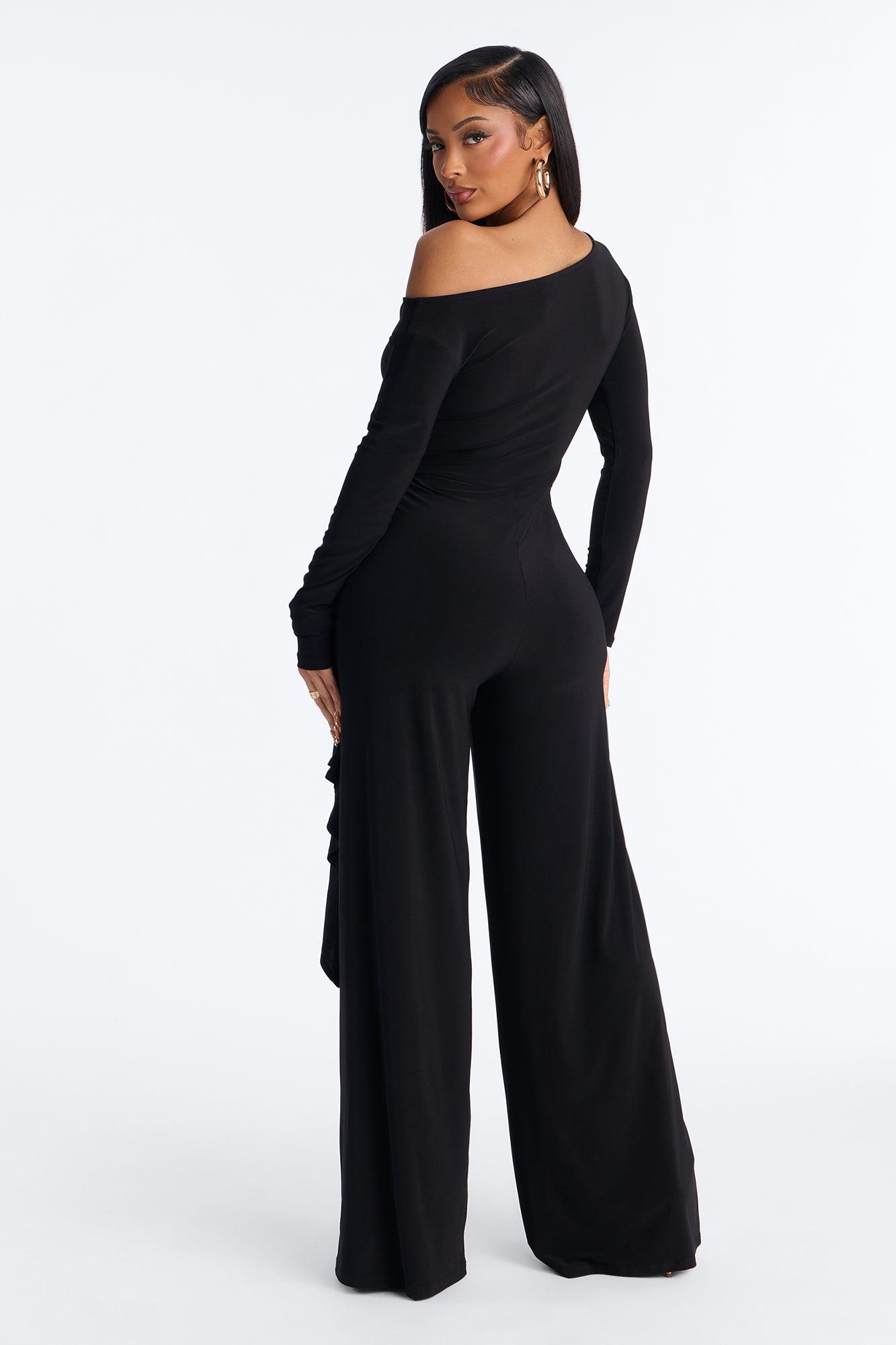 Adri Draped Wide Leg Jumpsuit - Black Female Product Image