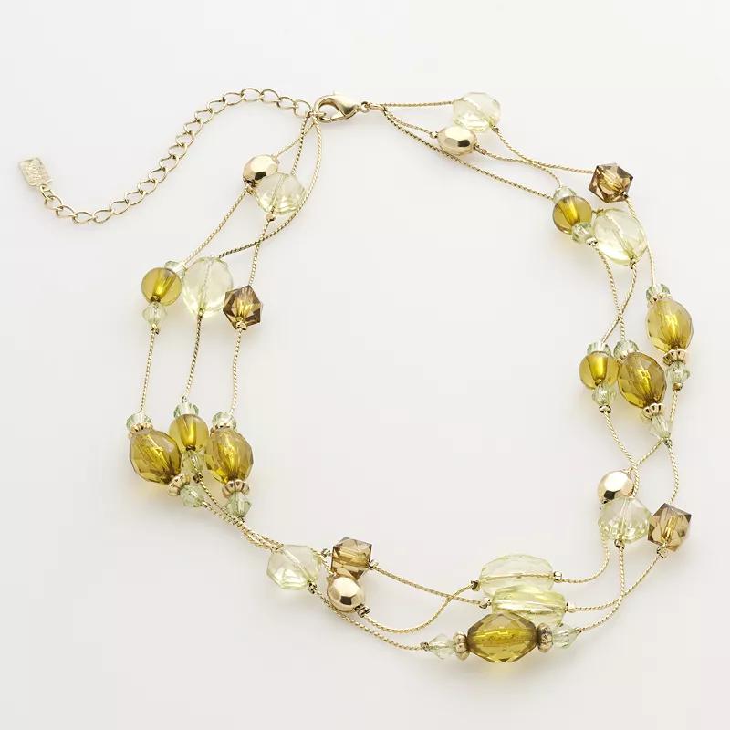 1928 Gold Tone Beaded Multistrand Necklace, Womens, Brass Product Image