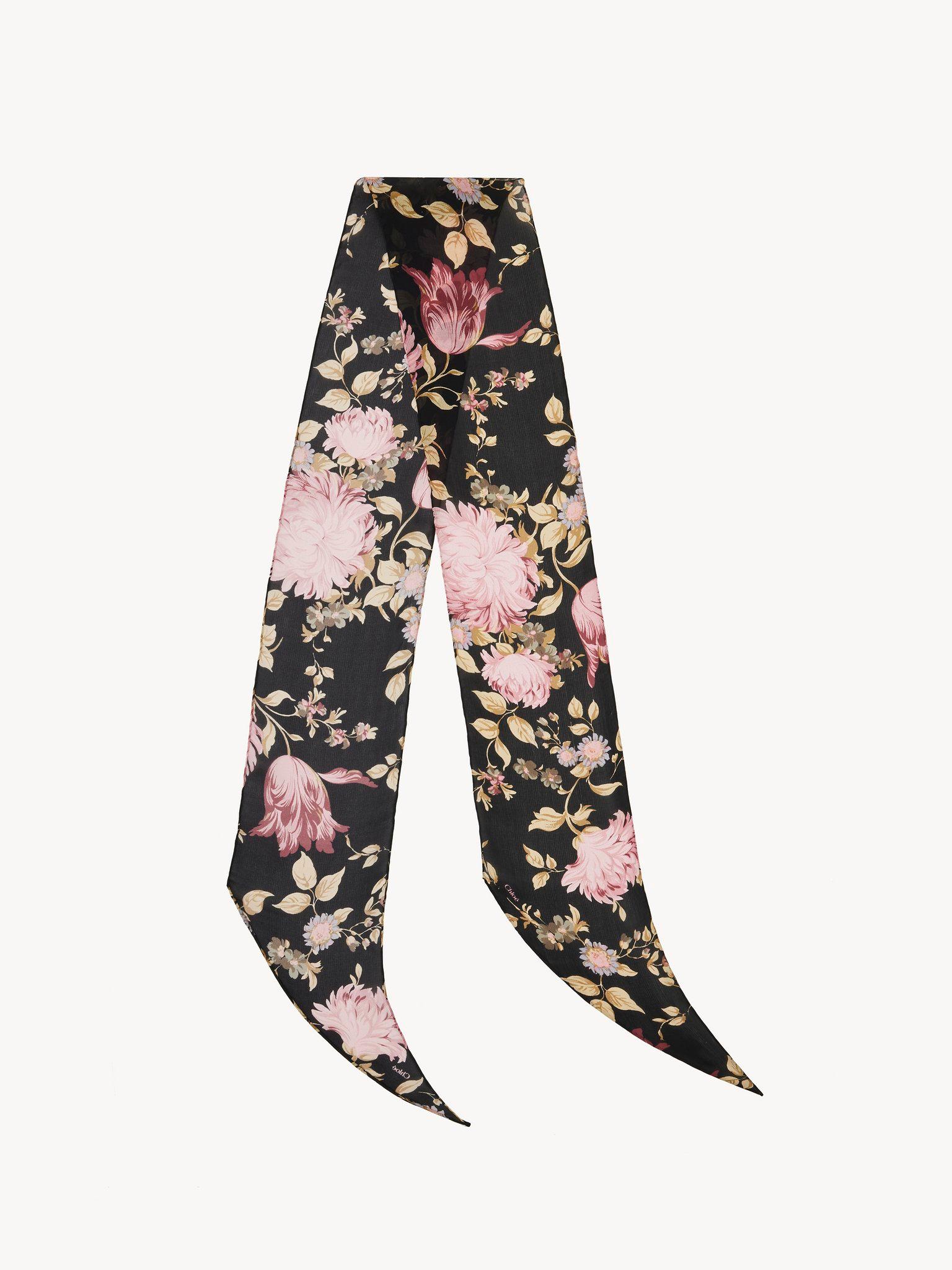 The Chloé Peonies bandeau scarf in silk charmeuse Product Image