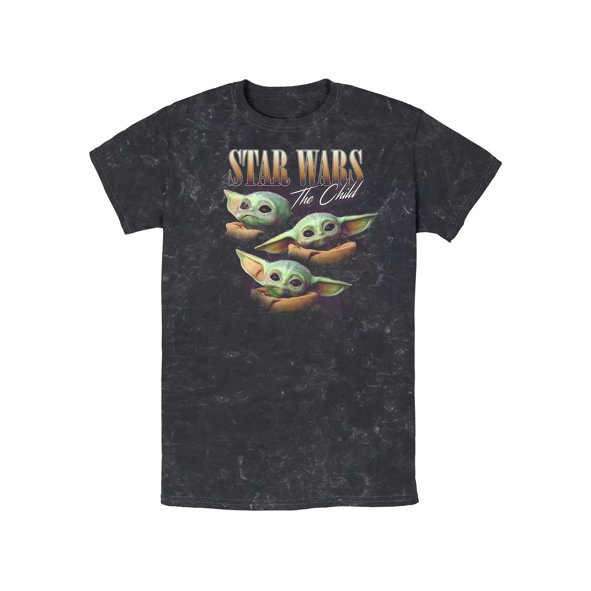 Men's Star Wars The Mandalorian Grogu Faces Mineral Wash Graphic Tee,  Product Image