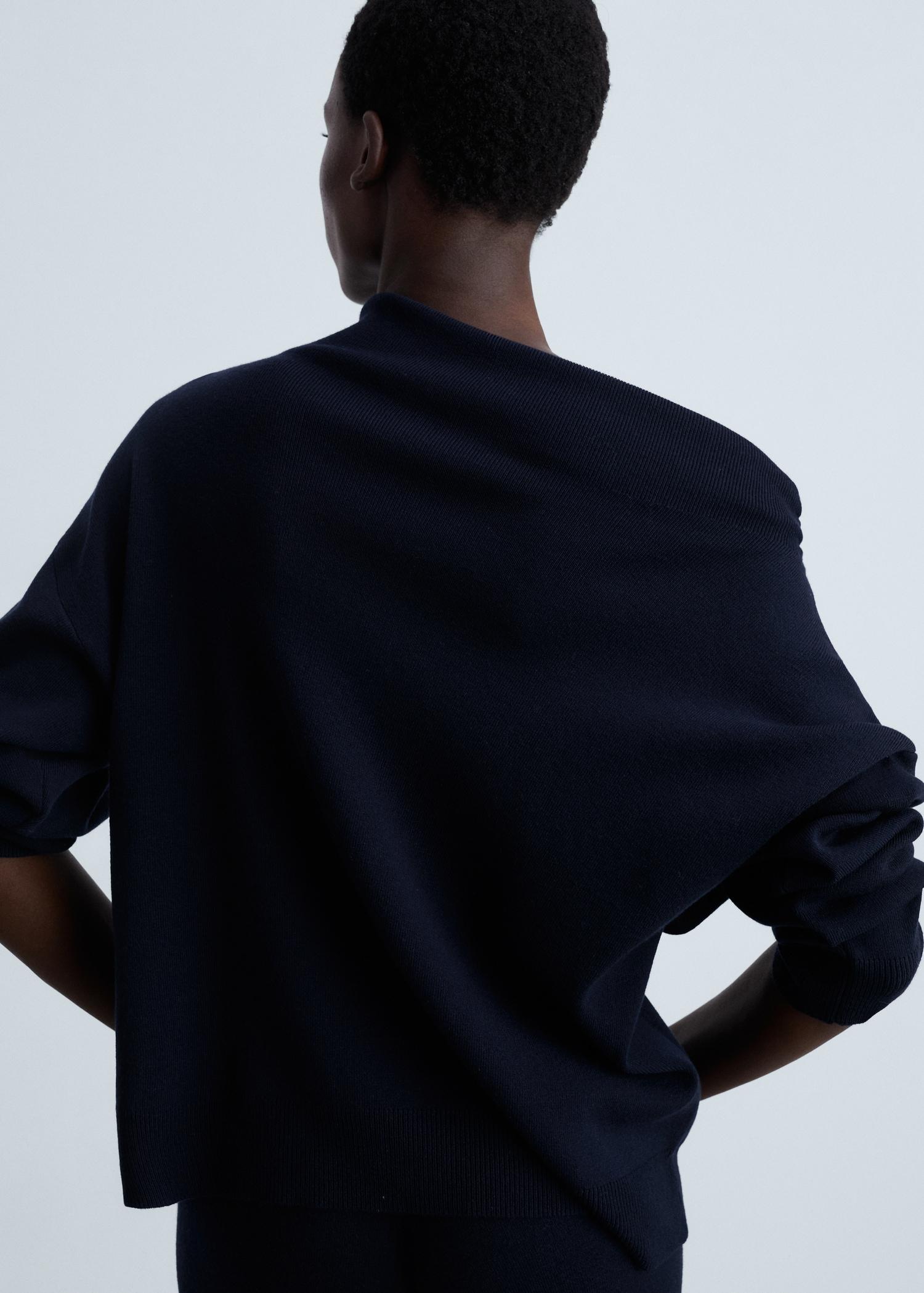 Knitted sweater with asymmetrical neck - Women | MANGO USA Product Image