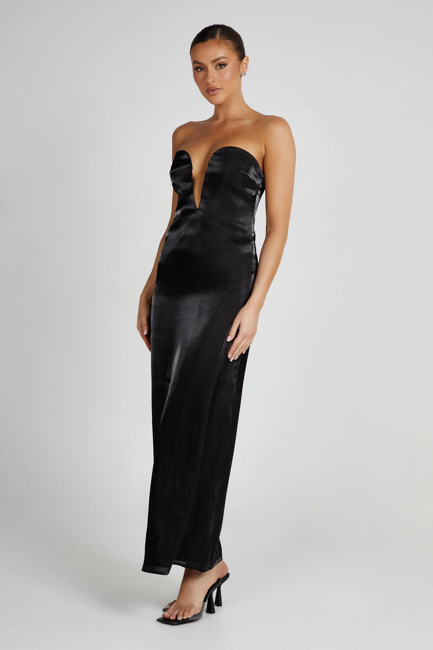 Chantelle Liquid Satin Midi Dress - Black Product Image