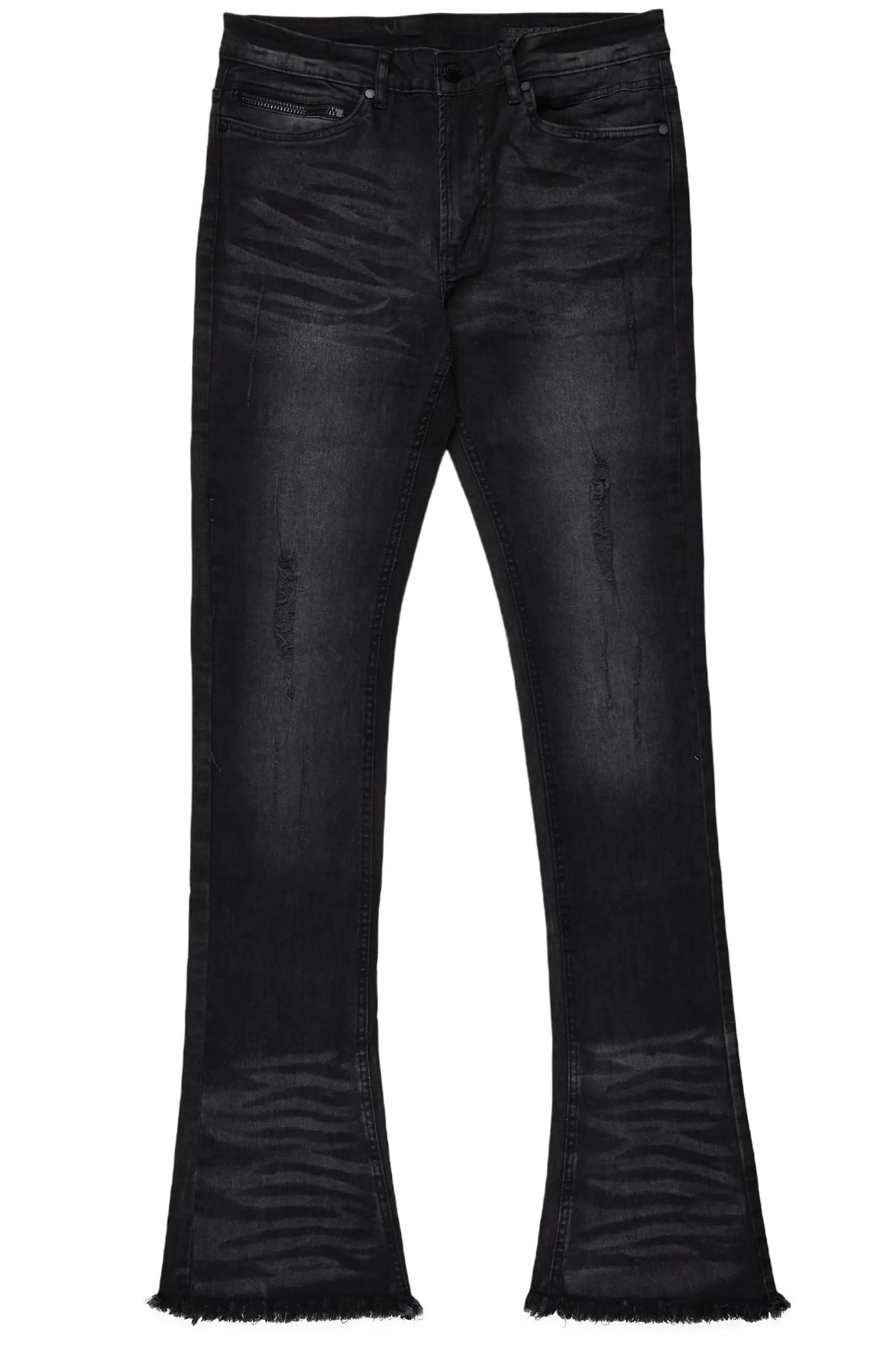Florence Black Stacked Flare Jean Male Product Image