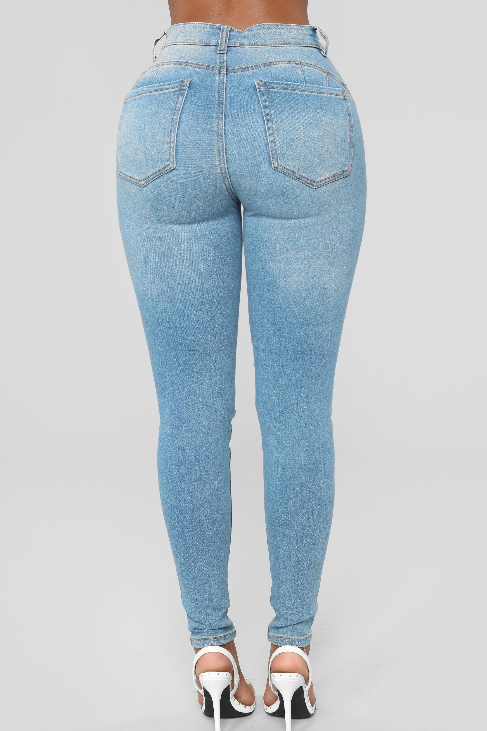 Wifey High Rise Booty Lifter Jeans - Light Blue Wash Product Image