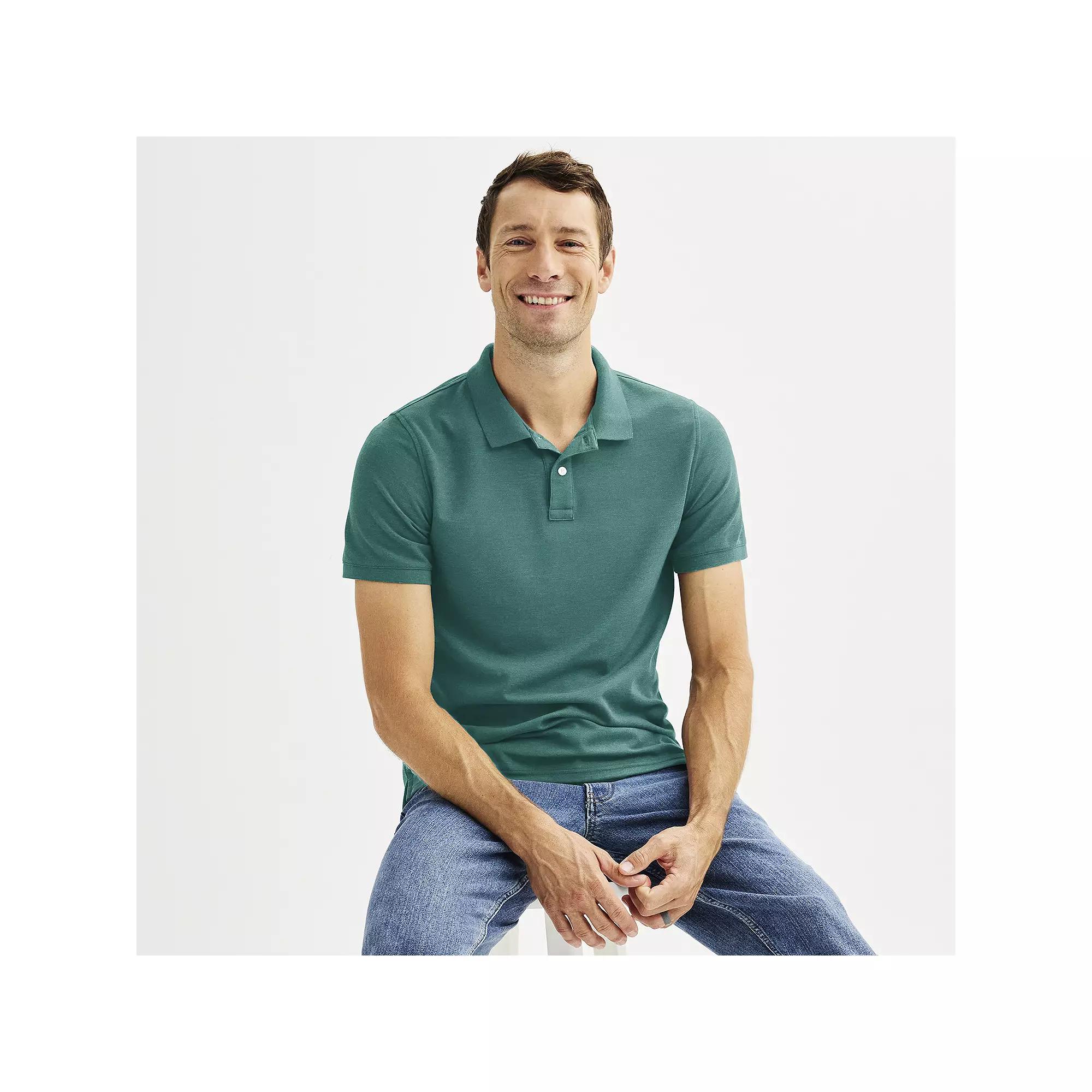 Men's Adaptive Sonoma Goods For Life® Easy Dressing Pique Polo, Size: XXL, Dark Blue Product Image