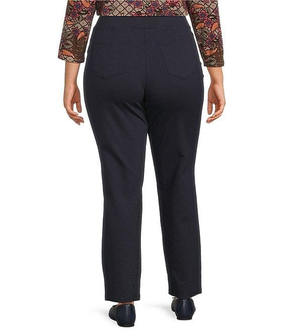 Intro Plus Size Bella Solid Double Knit Slim Hem Straight Leg Pants Product Image