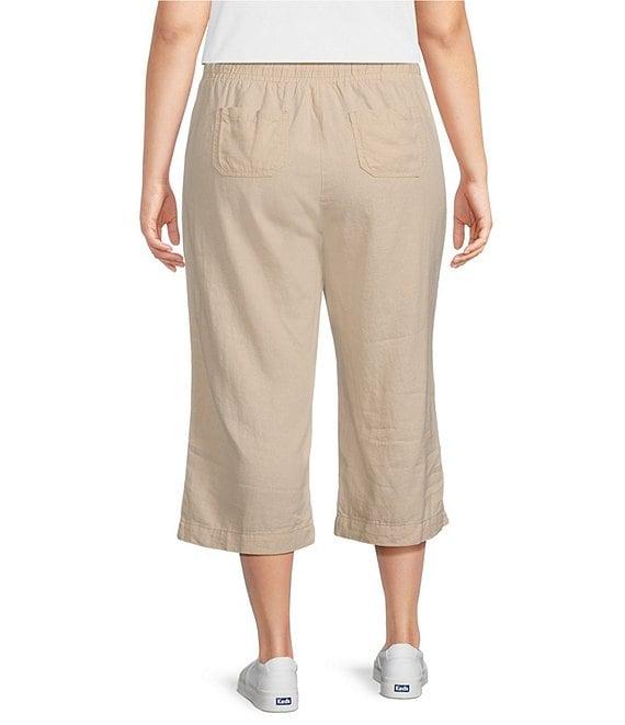 Westbound Plus Size Linen Blend Crop Pull-On Pants Product Image
