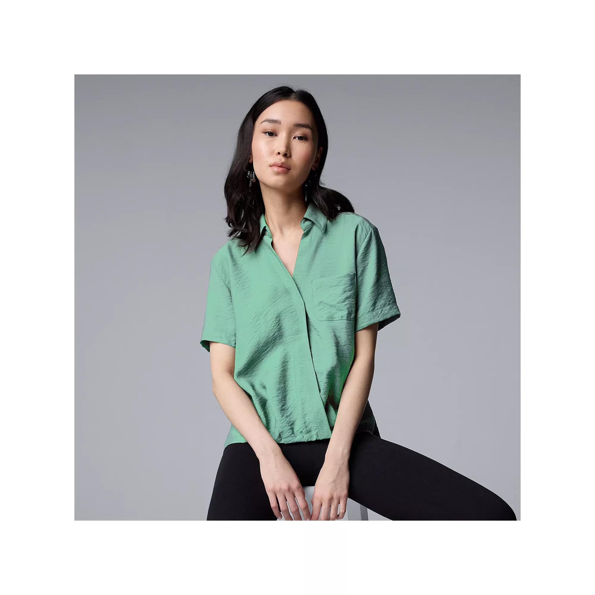 Women's Simply Vera Vera Wang Drapey Surplice Top, Size: Small, Blue Haze Product Image