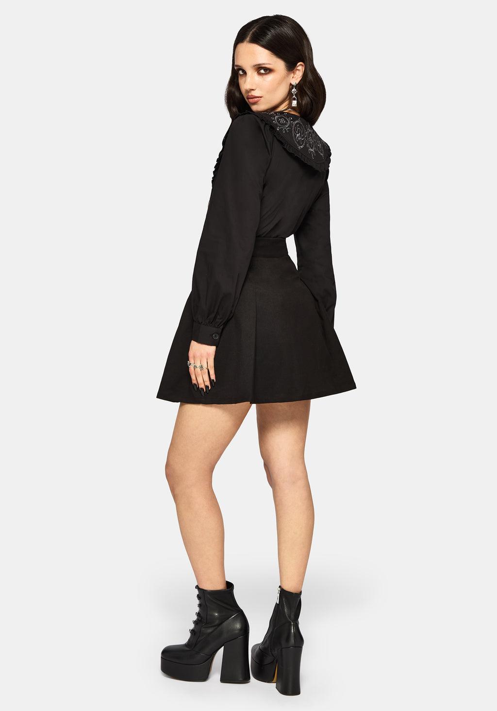 Alira Bug Embroidered Collar Long Sleeved Blouse Product Image