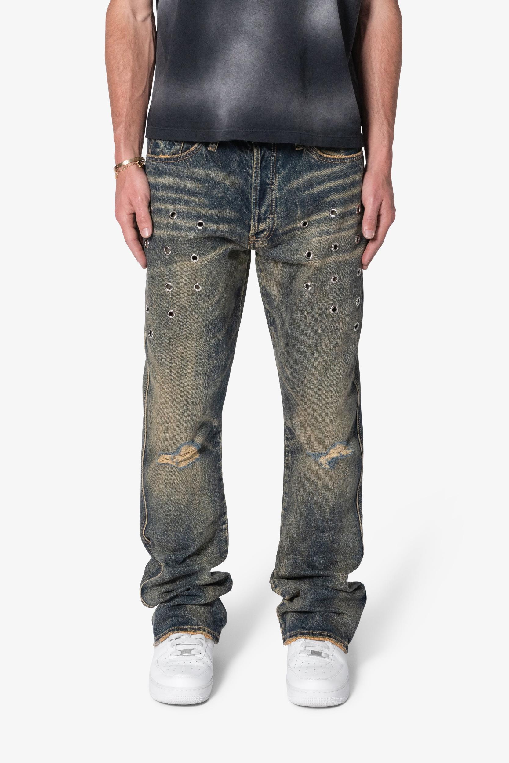 B384 Metal Eyelet Flare Denim - Rust Product Image