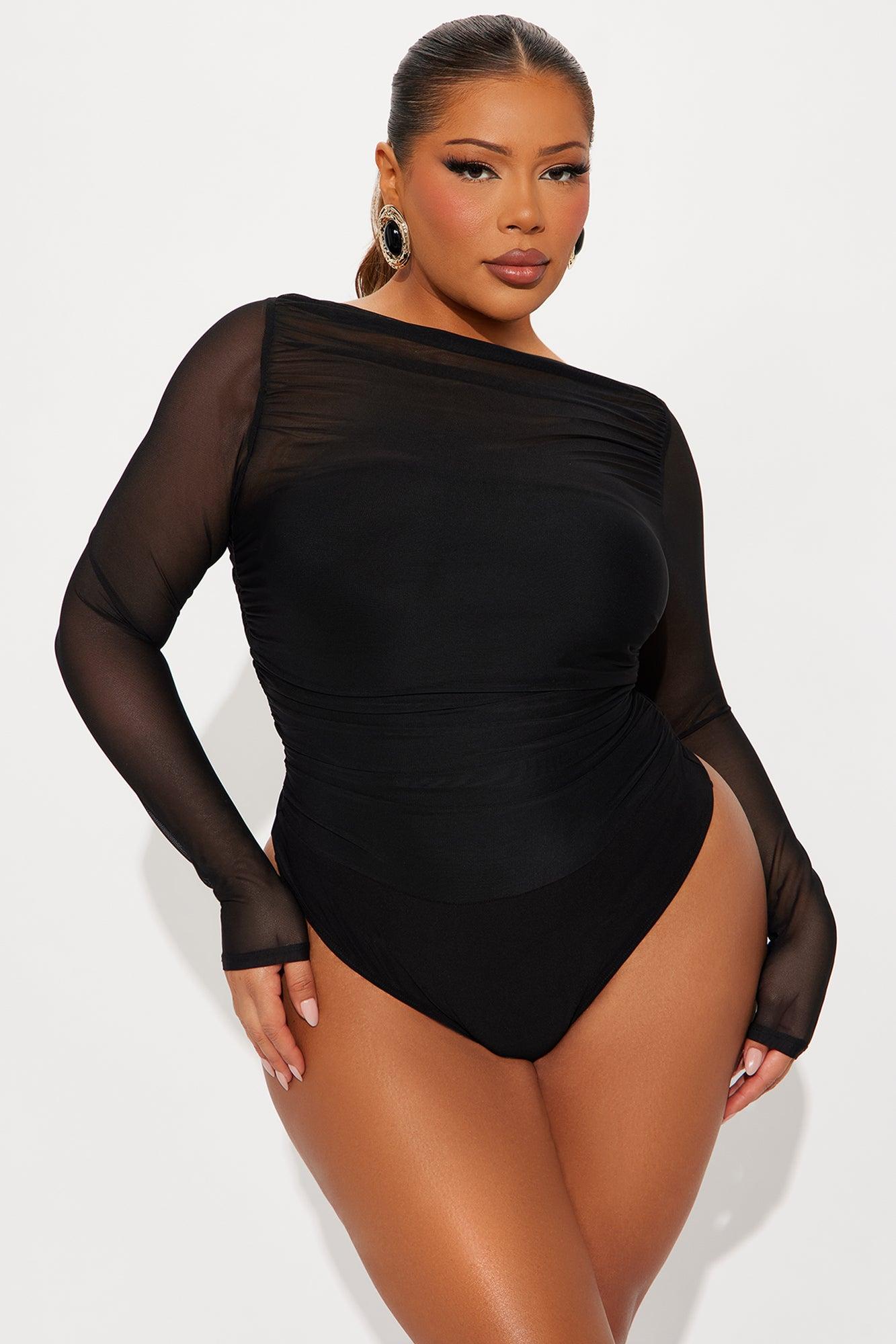 Melina Mesh Long Sleeve Bodysuit - Black Female Product Image
