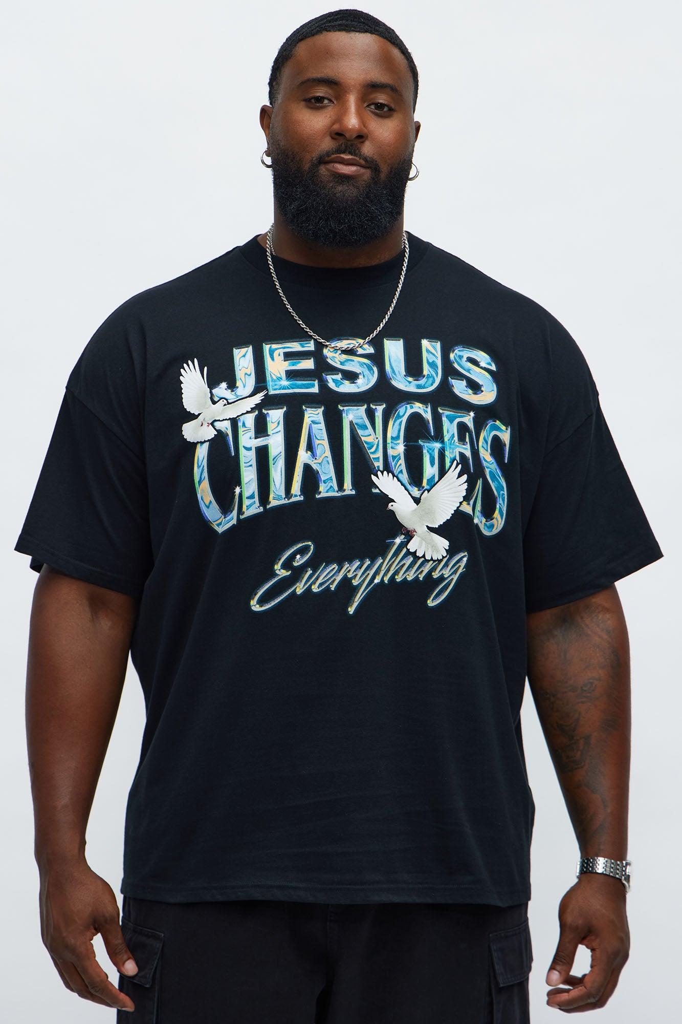 Jesus Changes Everything Oversized Short Sleeve Tee - Black Male Product Image