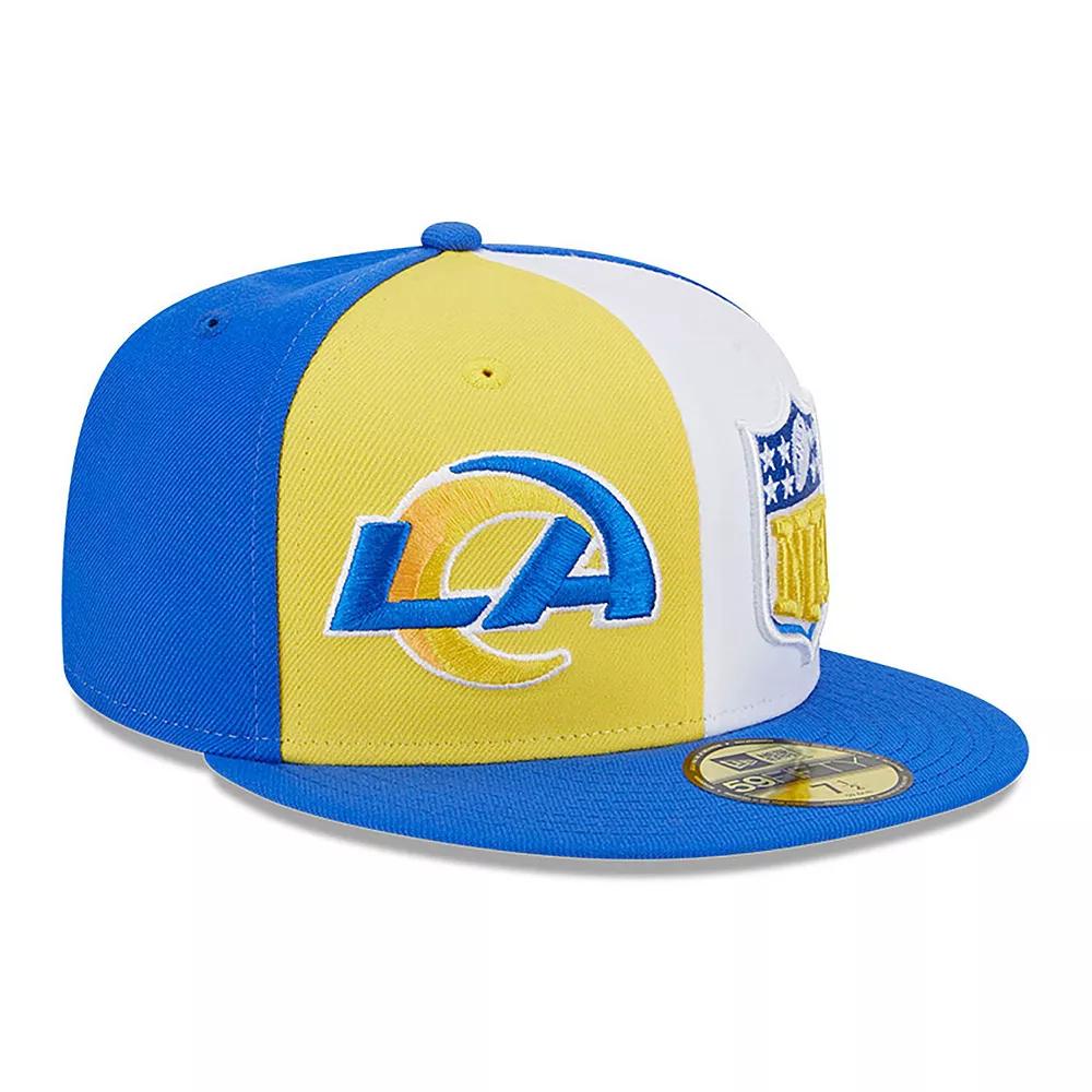 Men's New Era  Gold/Royal Los Angeles Rams 2023 Sideline 59FIFTY Fitted Hat, Size: 7 3/8 Product Image