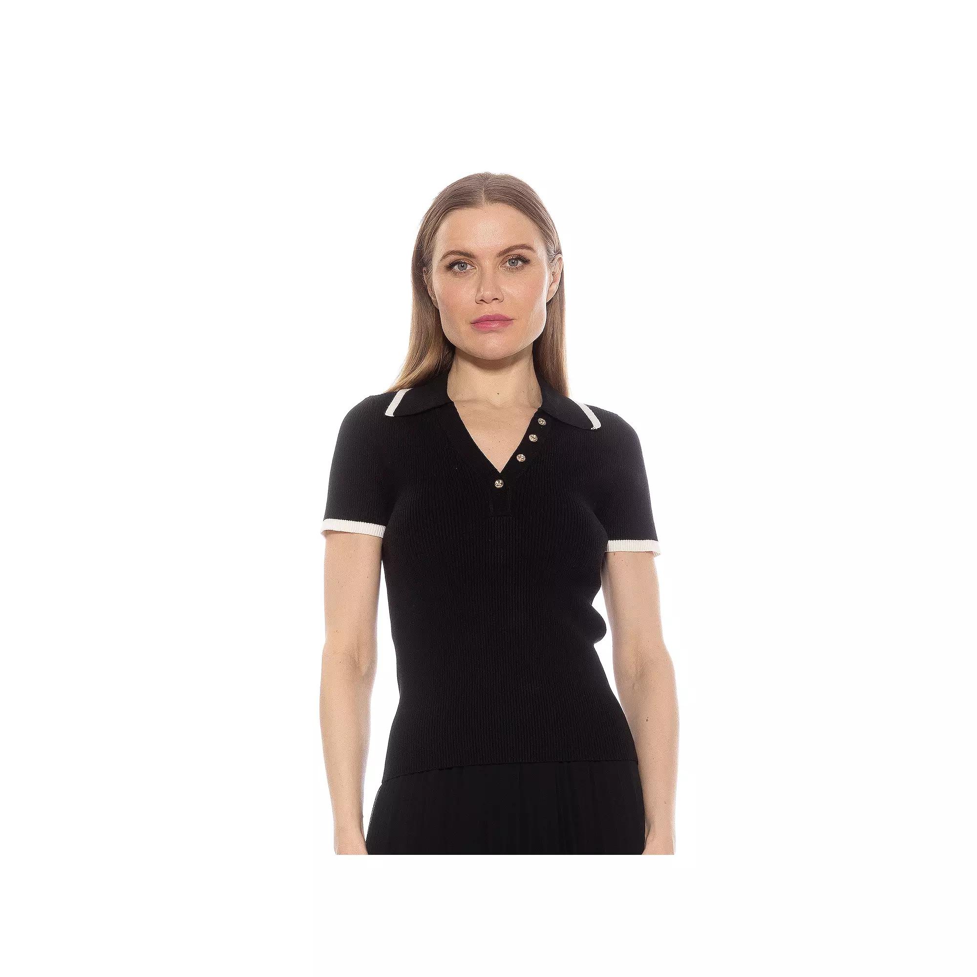 Women's ALEXIA ADMOR Diara Knitted Polo Top,  Product Image