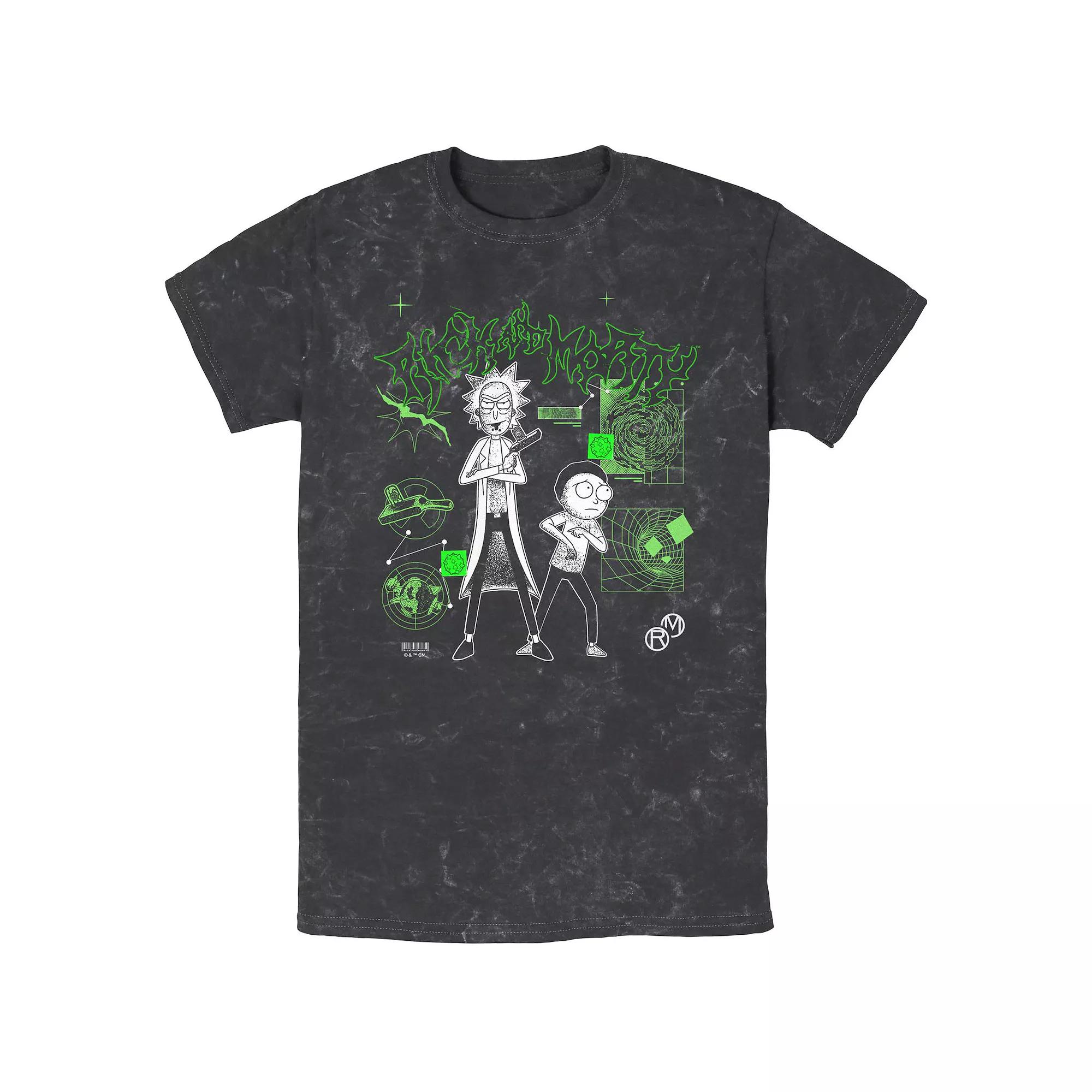 Mens Rick And Morty Interdimensional Street Attitude Mineral Wash Graphic Tee Product Image