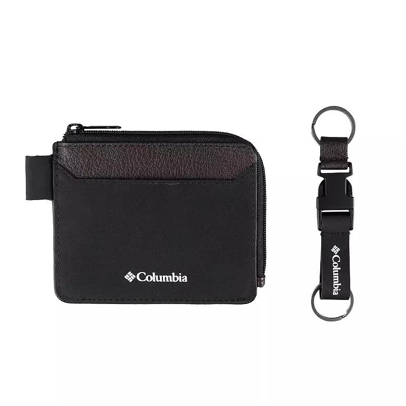 Mens Columbia RFID-Blocking Half Zip Card Case Wallet and Key Chain Set Product Image