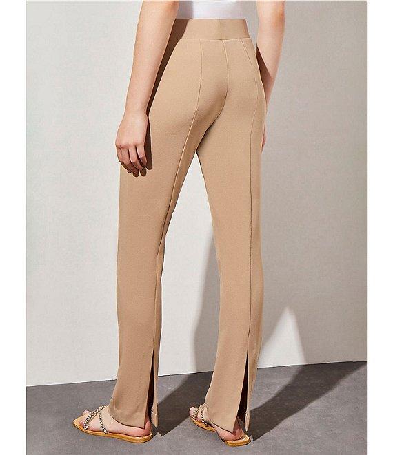 Ming Wang Deco Woven Stretch Crepe Back Slit Hem Pull-On Pants Product Image