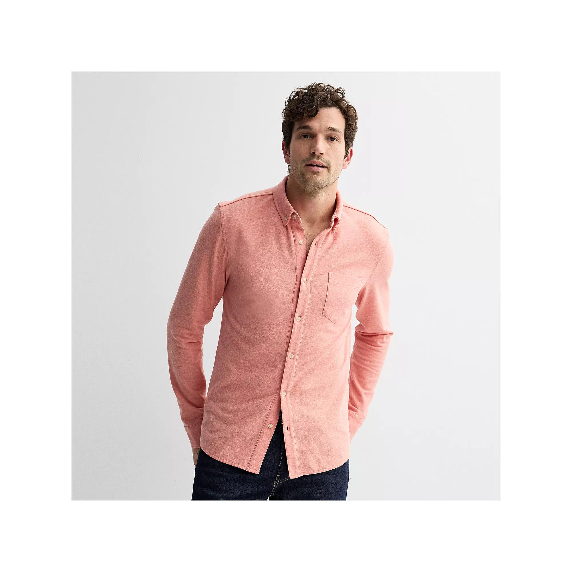 Men's Sonoma Goods For Life® Long Sleeve Pique Button-Up Shirt,  Product Image