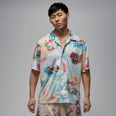 Jordan Mens Jordan Essential SMR PK Printed Camp Top - Mens Sail/Carolina Product Image