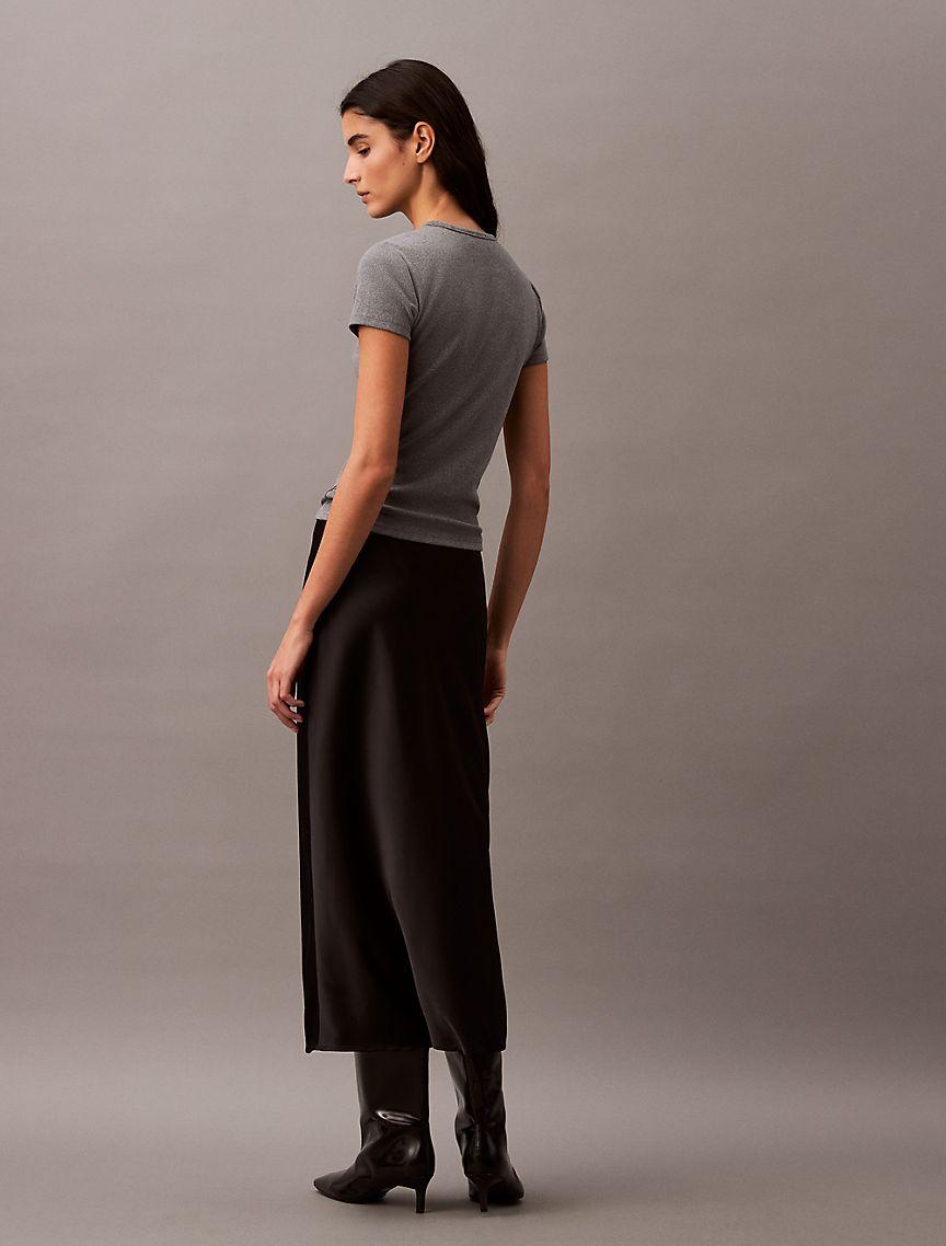 Stretch Satin Midi Skirt Product Image