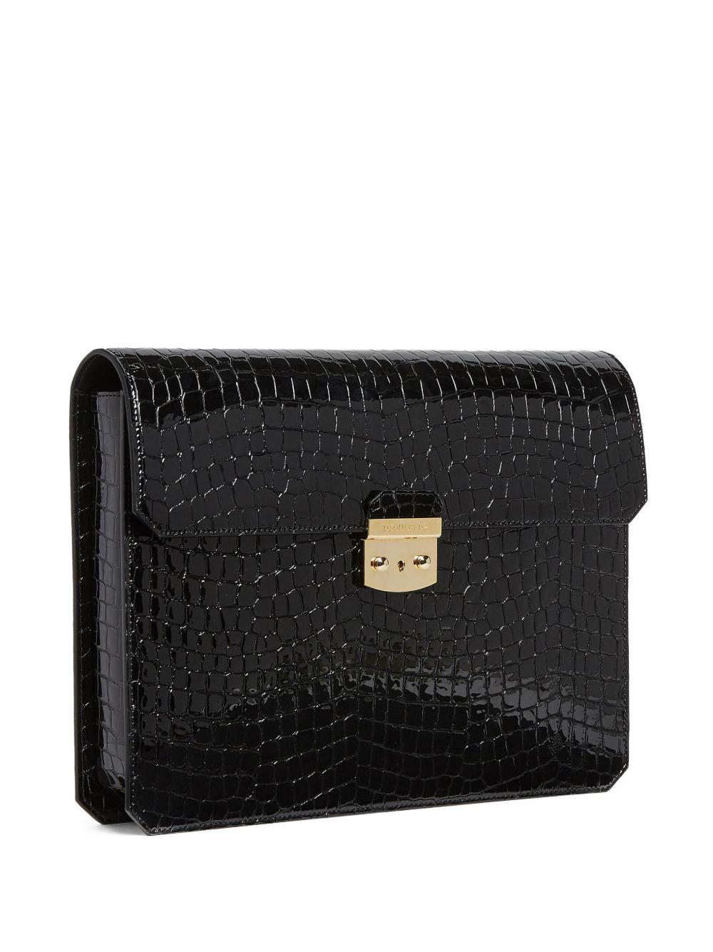 crocodile-embossed leather clutch bag Product Image